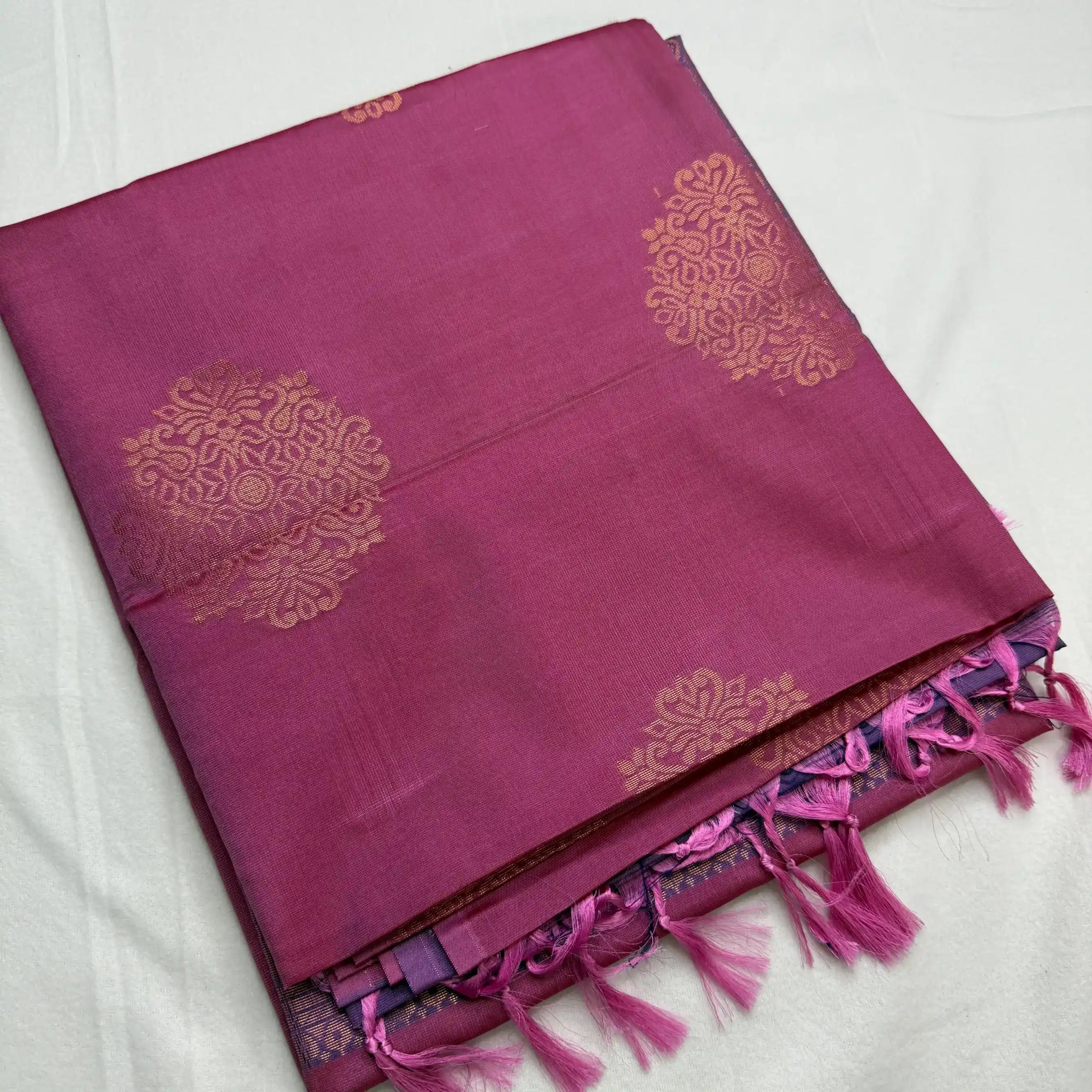 Royal Purple & Vibrant Pink – Soft Silk Saree with Floral Pallu -SKU: J1-002
