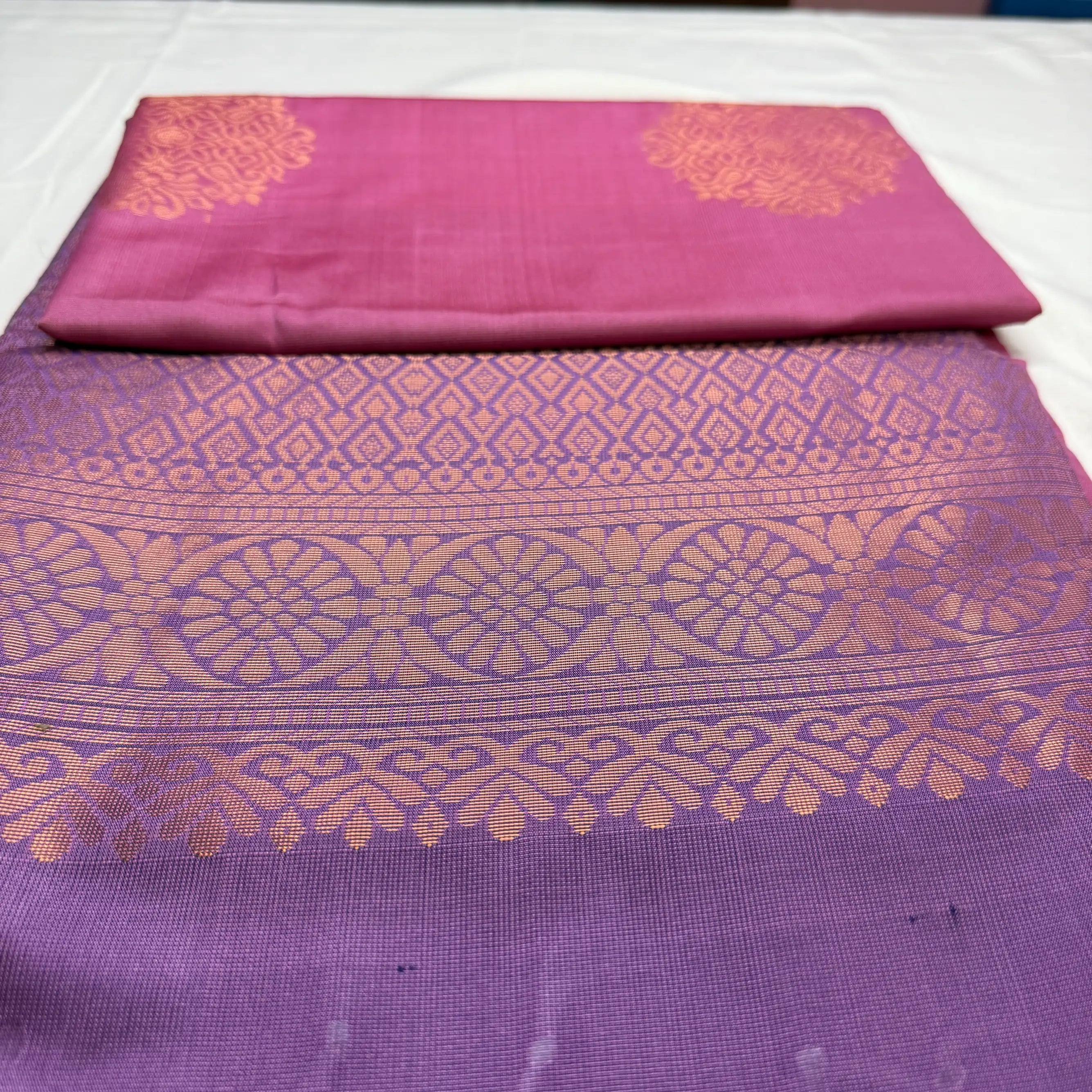 Royal Purple & Vibrant Pink – Soft Silk Saree with Floral Pallu -SKU: J1-002