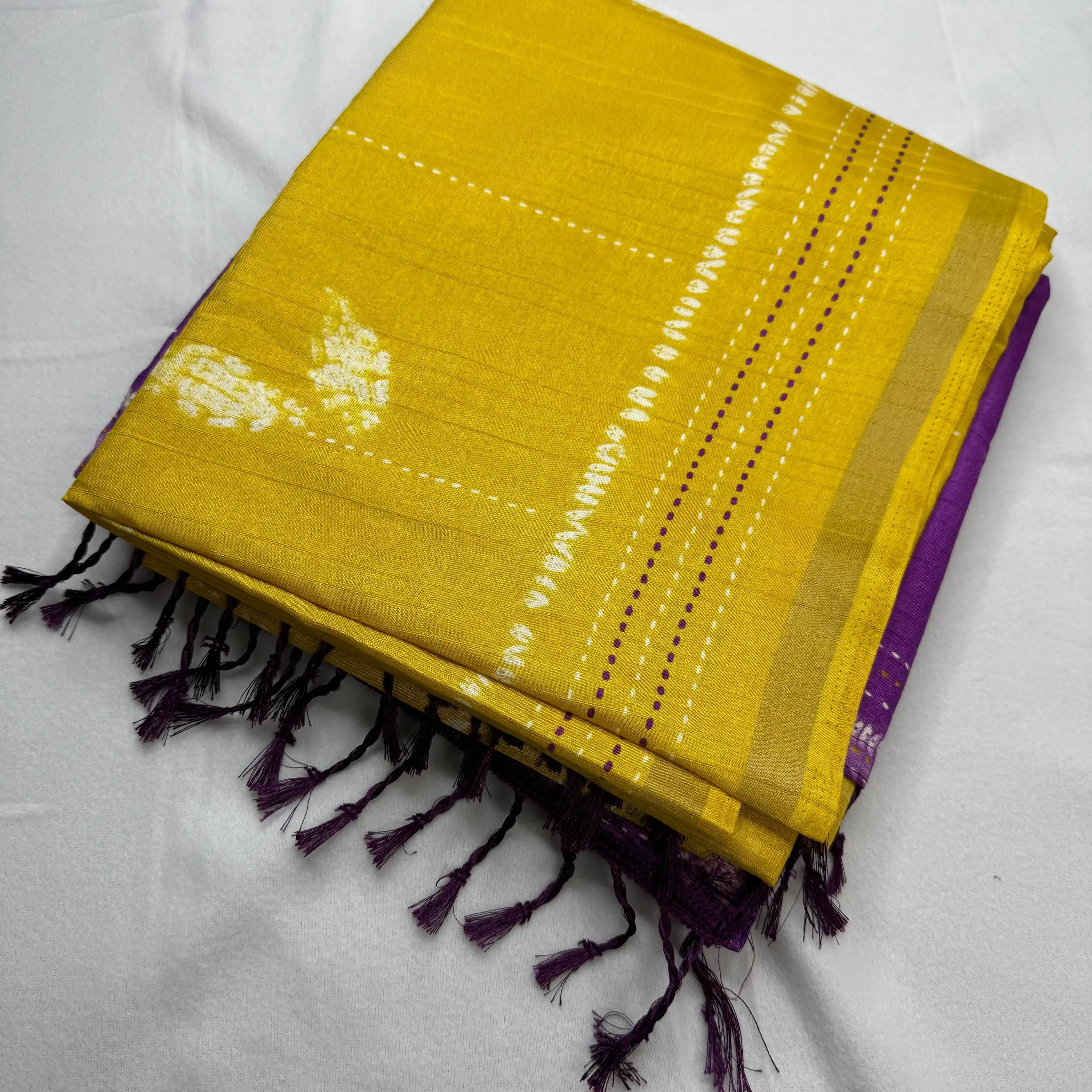 Vibrant Yellow & Purple – Handloom Silk Sarees -SKU: F3-001