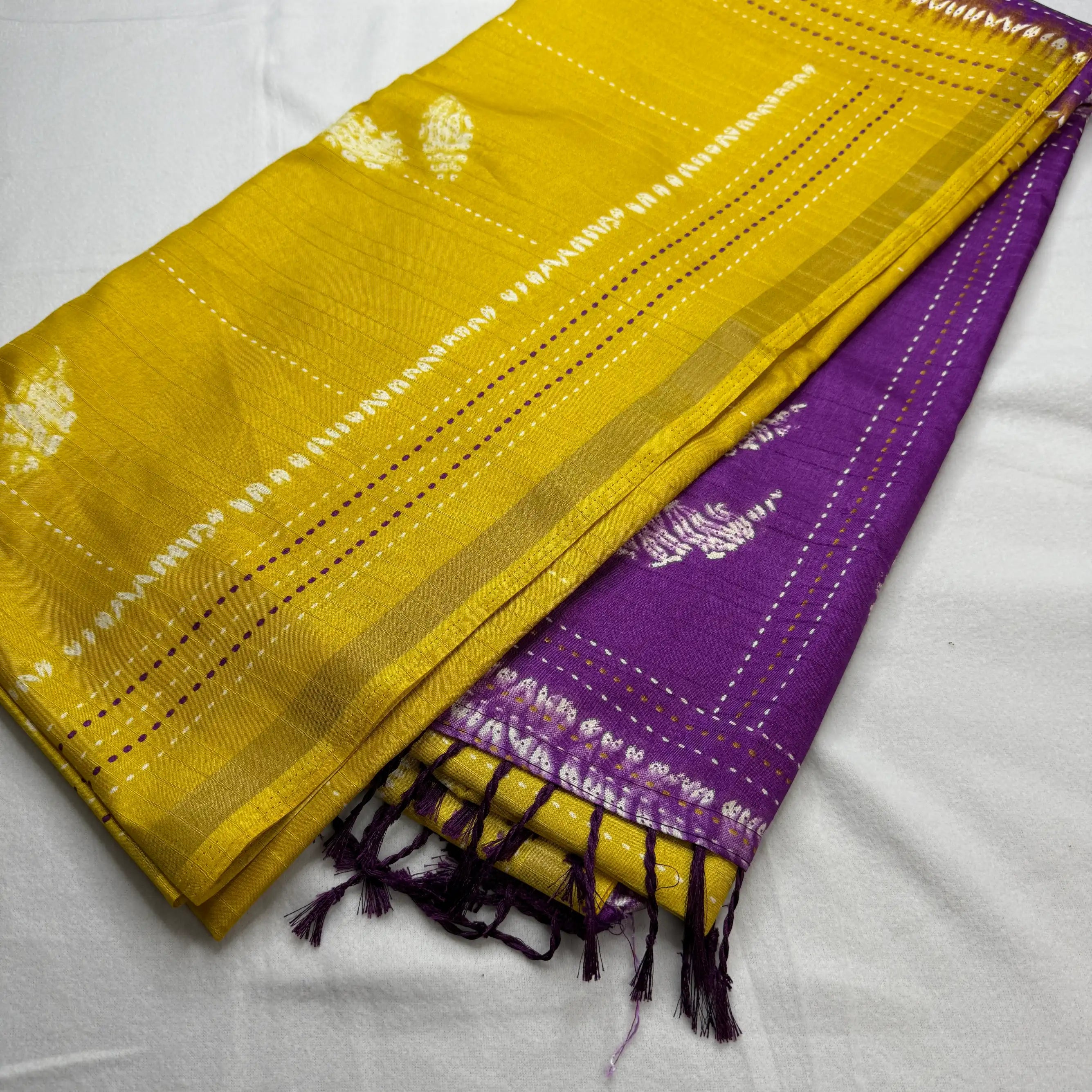 Vibrant Yellow & Purple – Handloom Silk Sarees -SKU: F3-001
