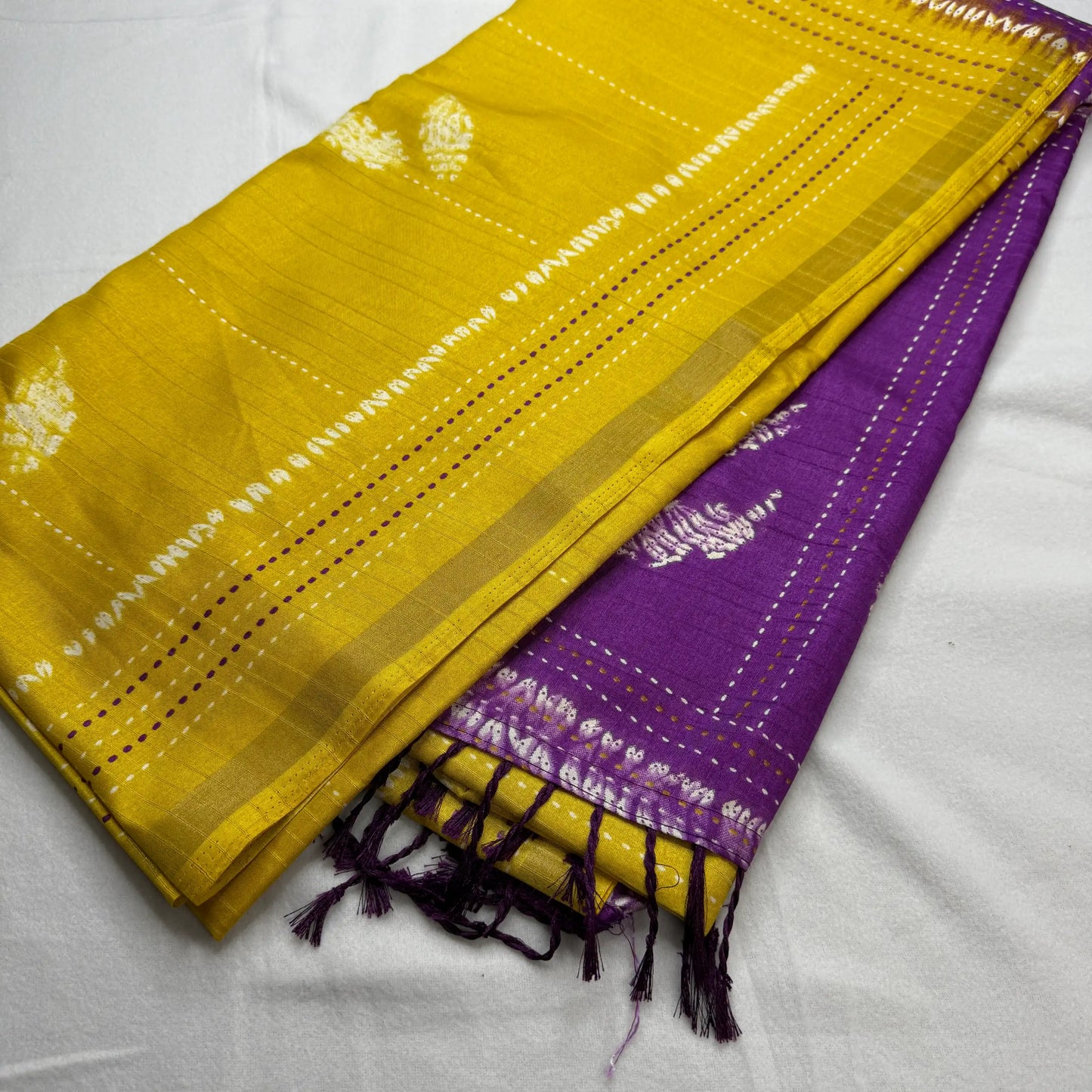 Vibrant Yellow & Purple – Handloom Silk Sarees -SKU: F3-001