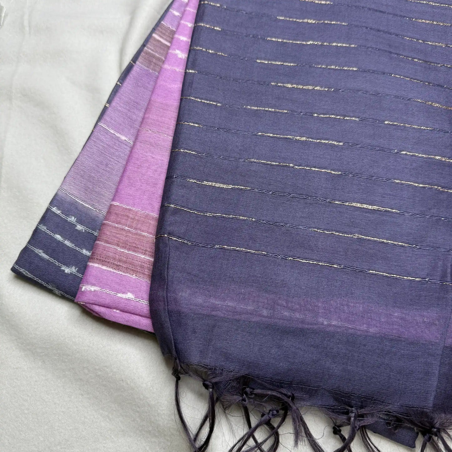 Ombre Purple – Raw Silk Saree with Striped Weave -SKU: F0-001
