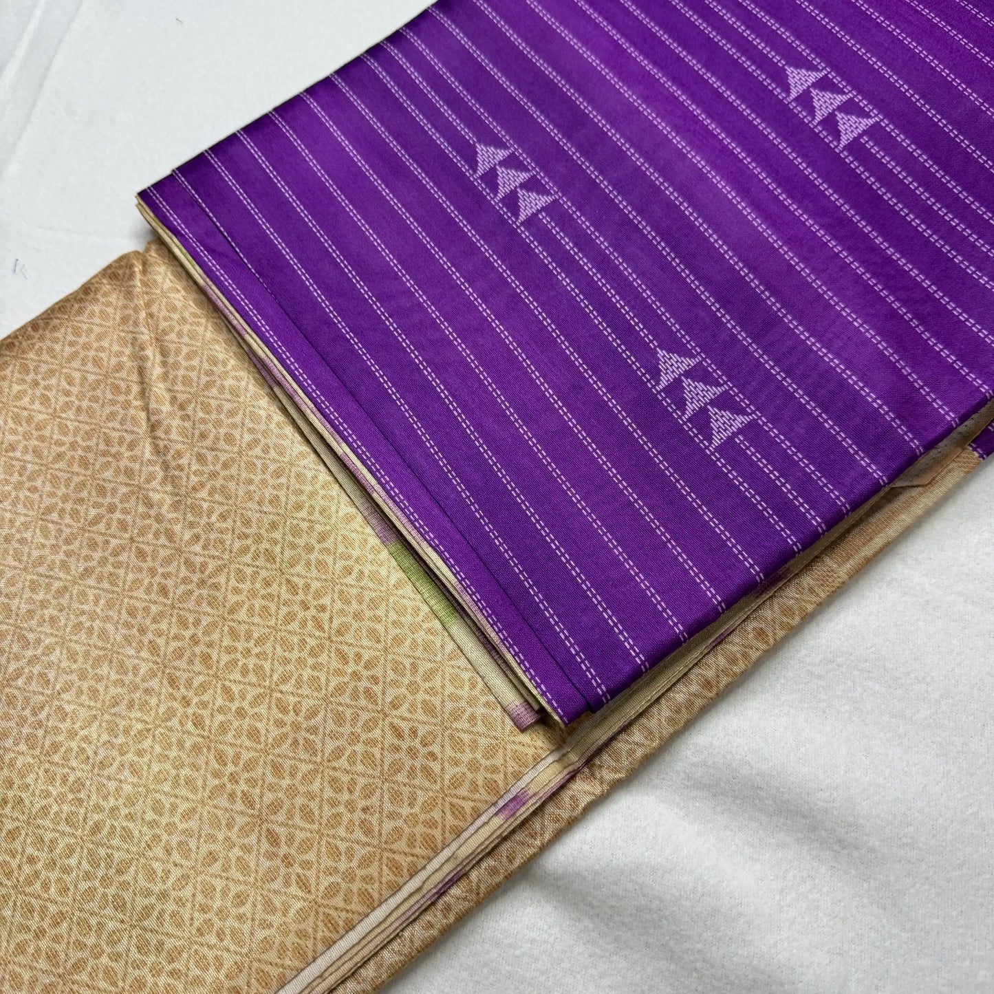 Royal Plum & Beige – Handloom Saree with Ikat Pallu and Geometric Body - H0-002