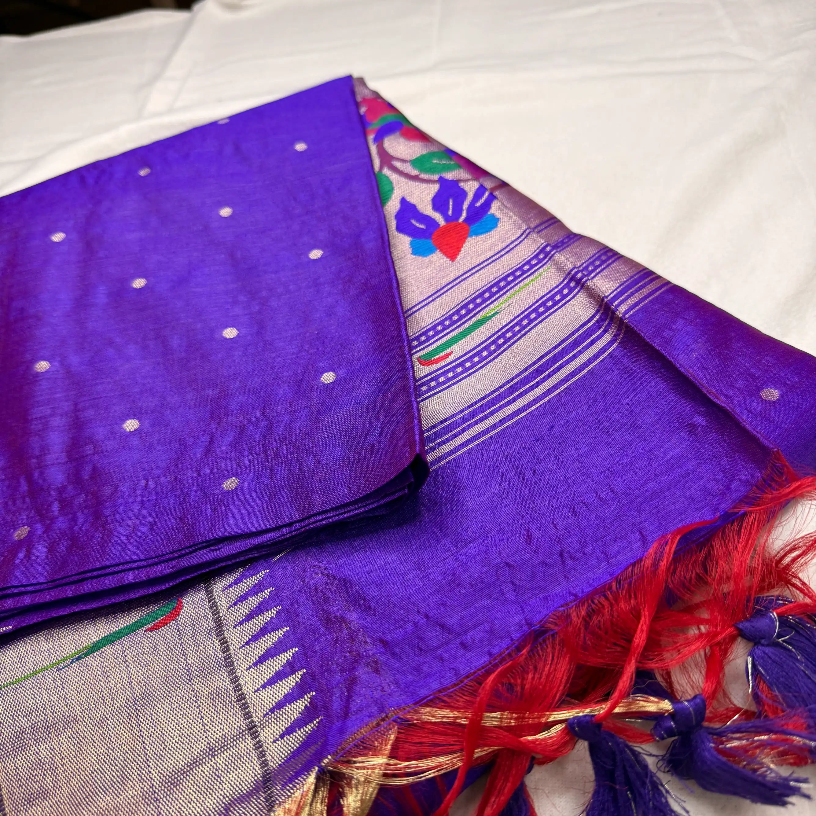 Royal Purple – Authentic Handloom Paithani Saree with Vibrant Bird & Floral Pallu | N2-001