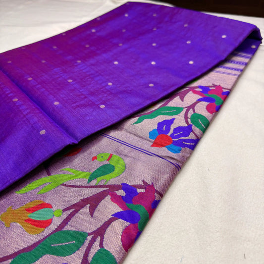 Royal Purple – Authentic Handloom Paithani Saree with Vibrant Bird & Floral Pallu | N2-001