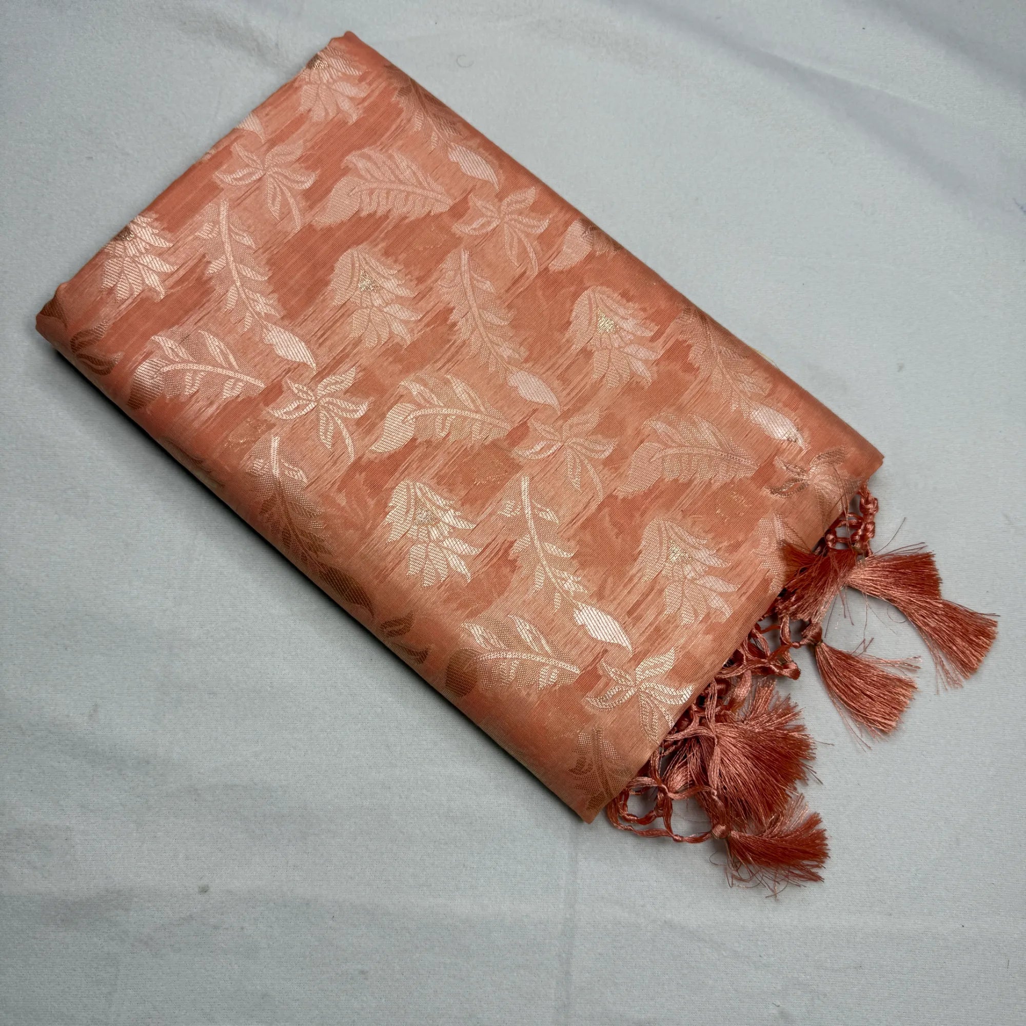 Peach Jacquard Saree with Woven Motifs | O4-002