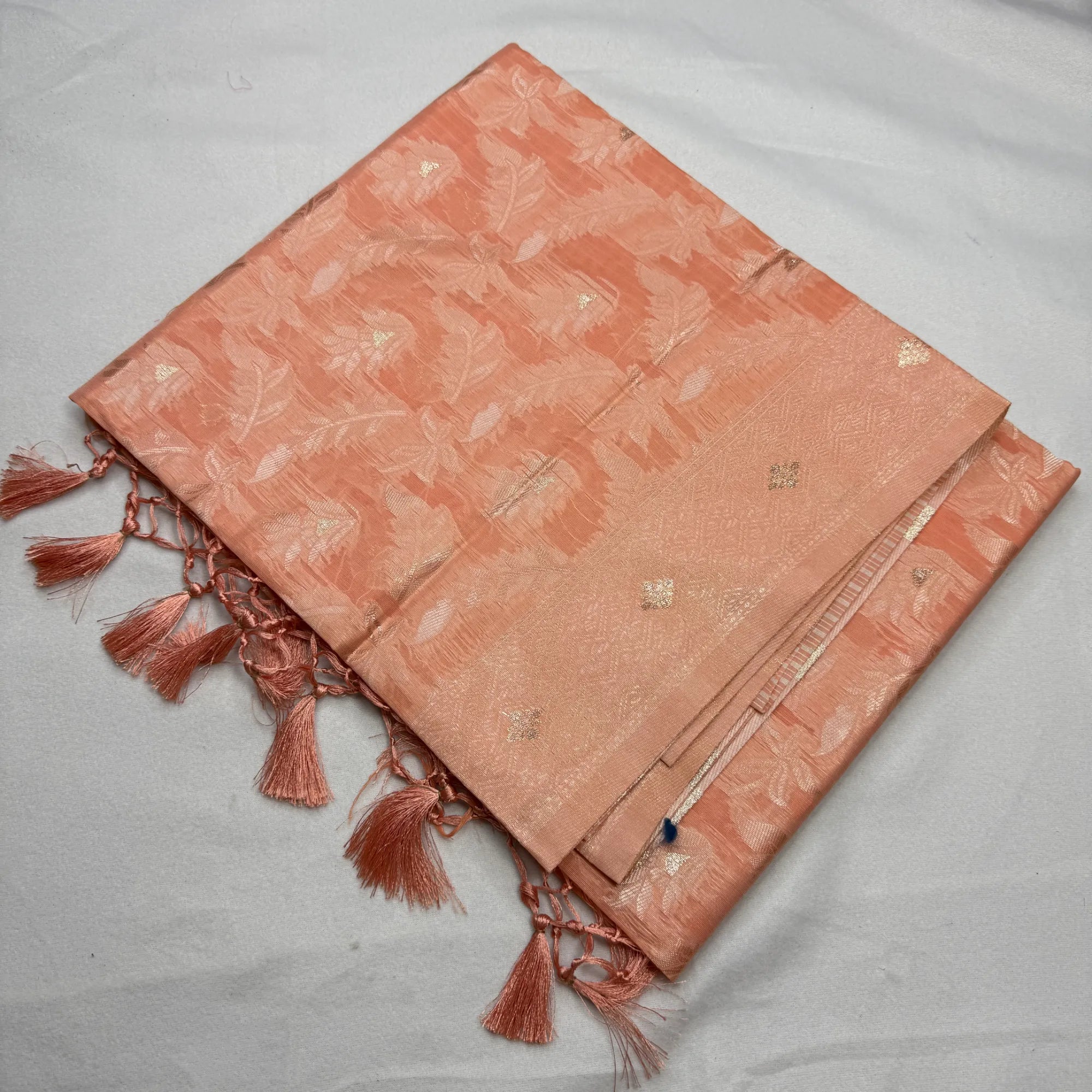 Peach Jacquard Saree with Woven Motifs | O4-002
