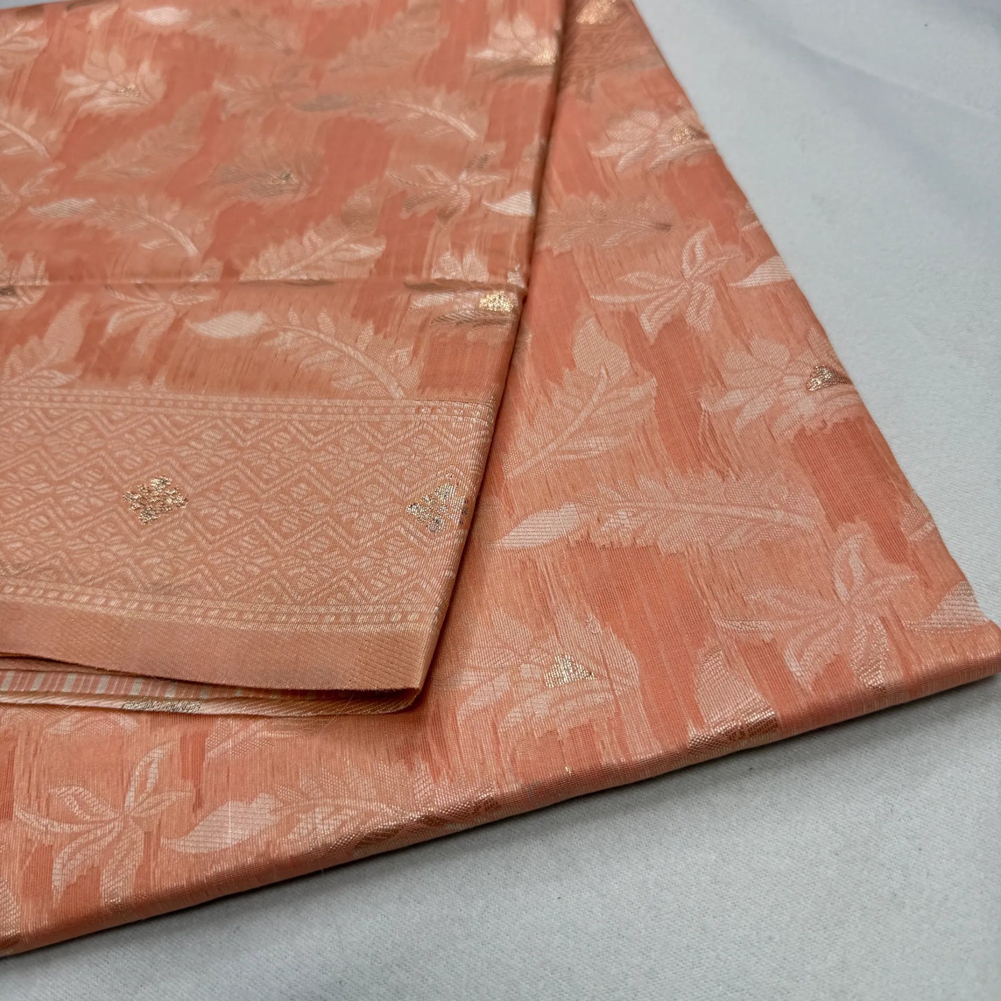 Peach Jacquard Saree with Woven Motifs | O4-002