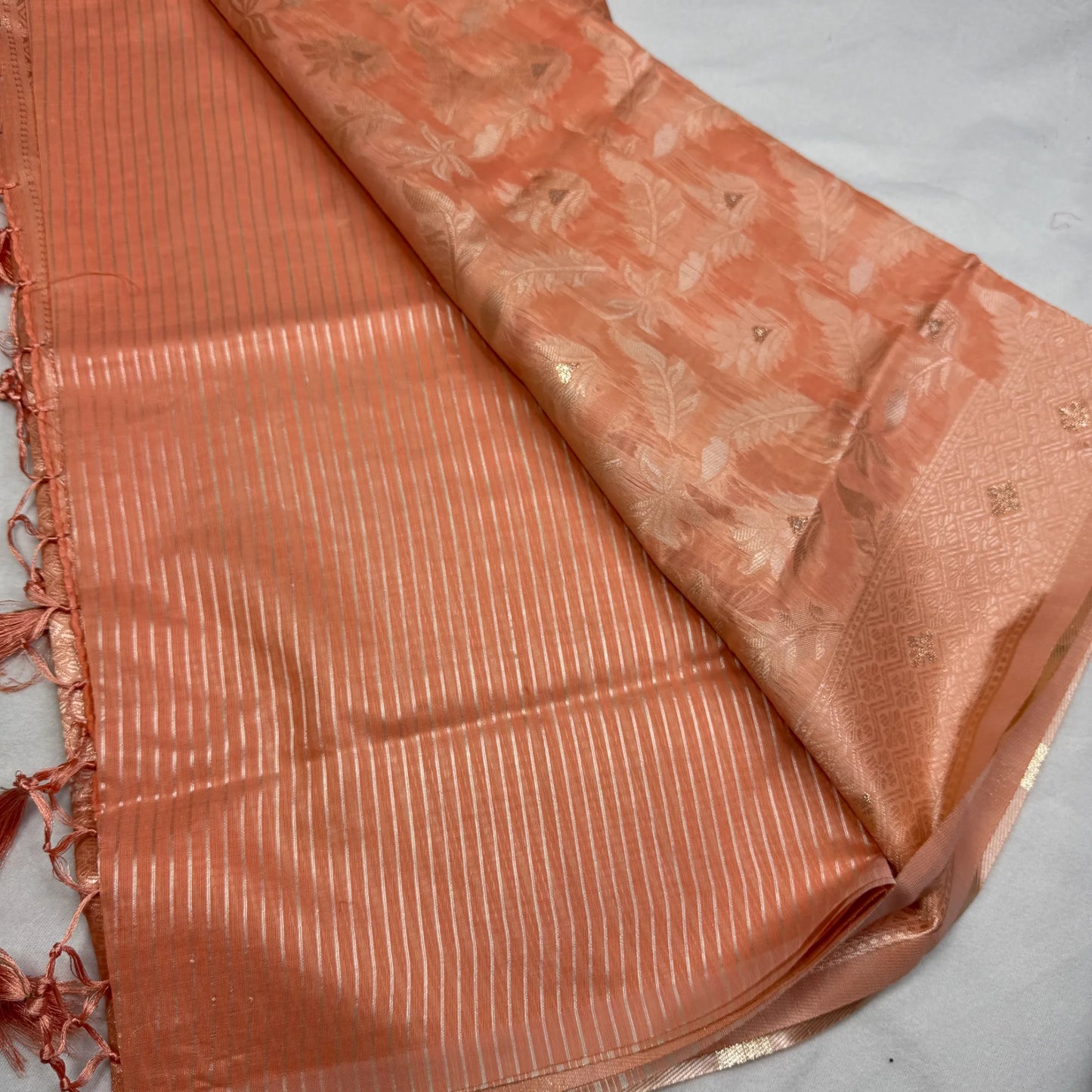 Peach Jacquard Saree with Woven Motifs | O4-002