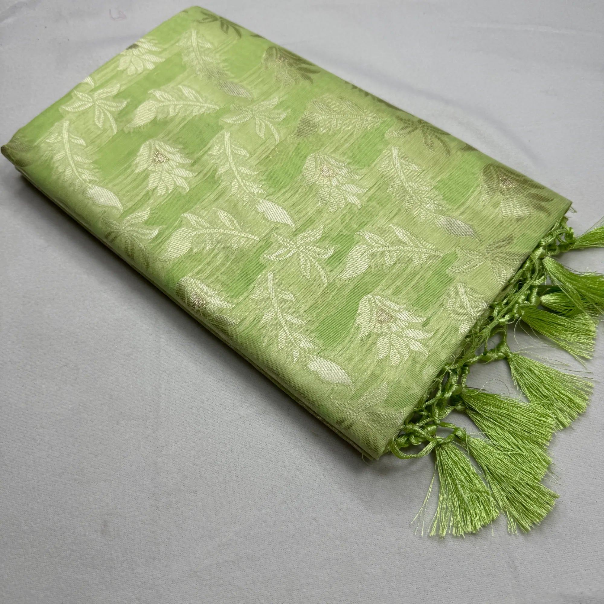 Mint Green Jacquard Saree with Woven Motifs | O4-003