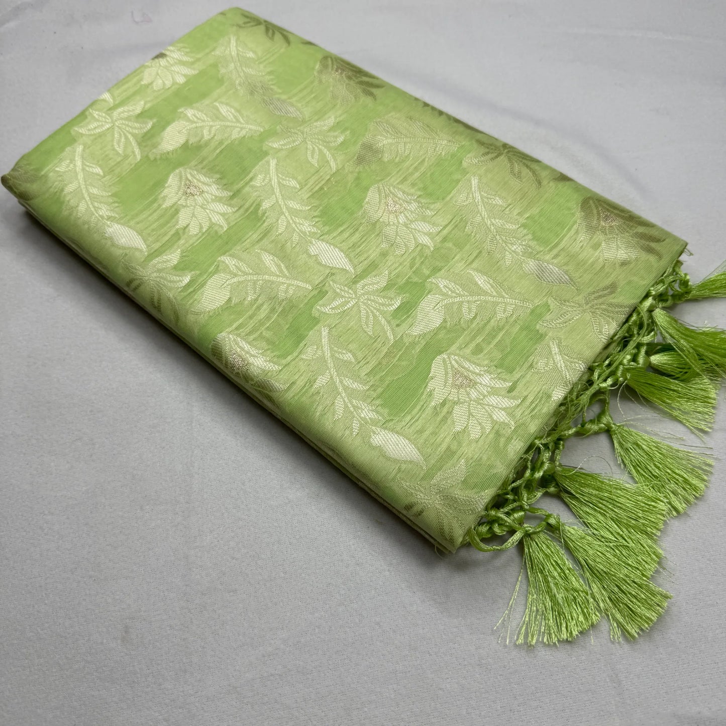 Mint Green Jacquard Saree with Woven Motifs | O4-003