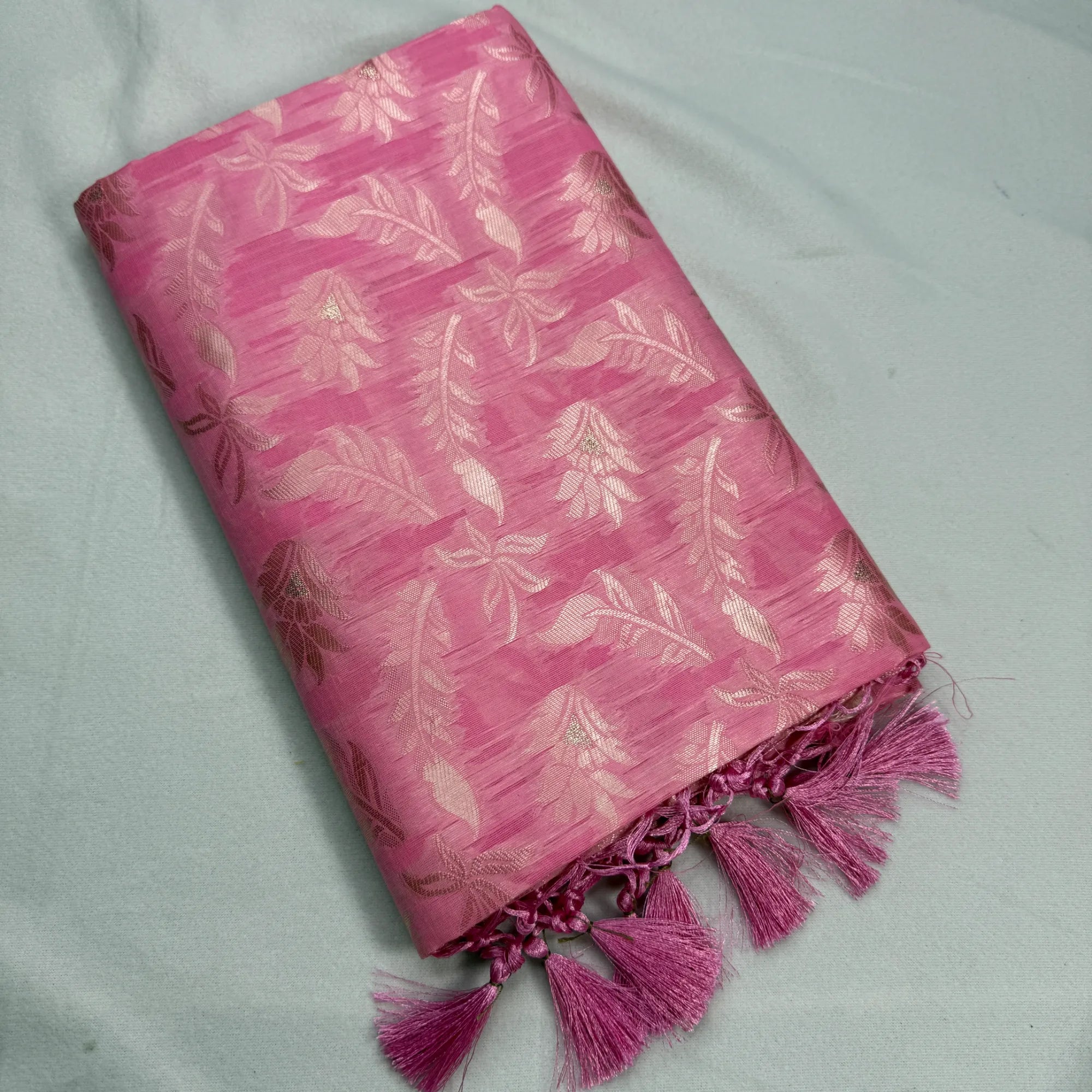 Pink Jacquard Saree with Woven Motifs | O4-004