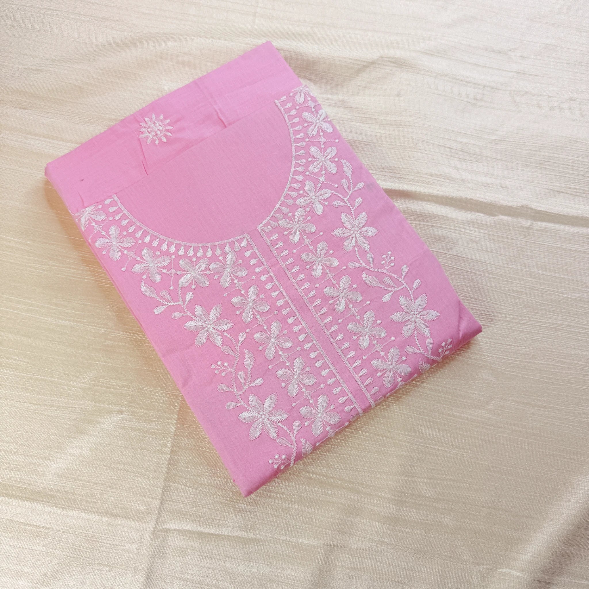 Roseate Embroidery – Unstitched Suit Set with Floral Embroidery and Printed Dupatta | T0-003