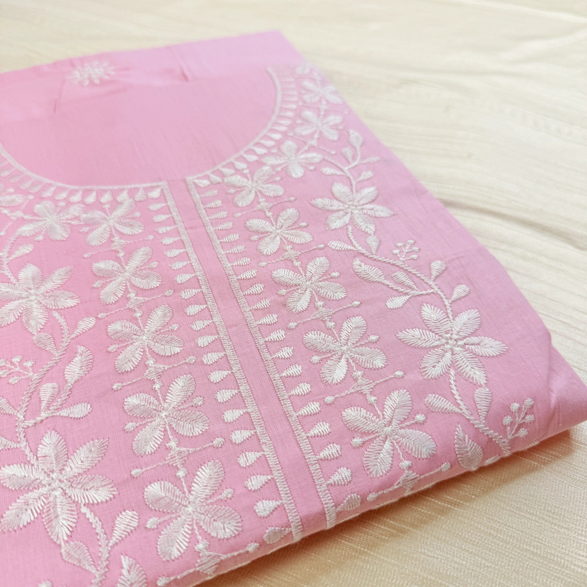 Roseate Embroidery – Unstitched Suit Set with Floral Embroidery and Printed Dupatta | T0-003