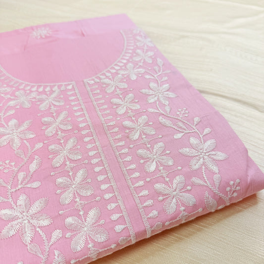 Roseate Embroidery – Unstitched Suit Set with Floral Embroidery and Printed Dupatta | T0-003