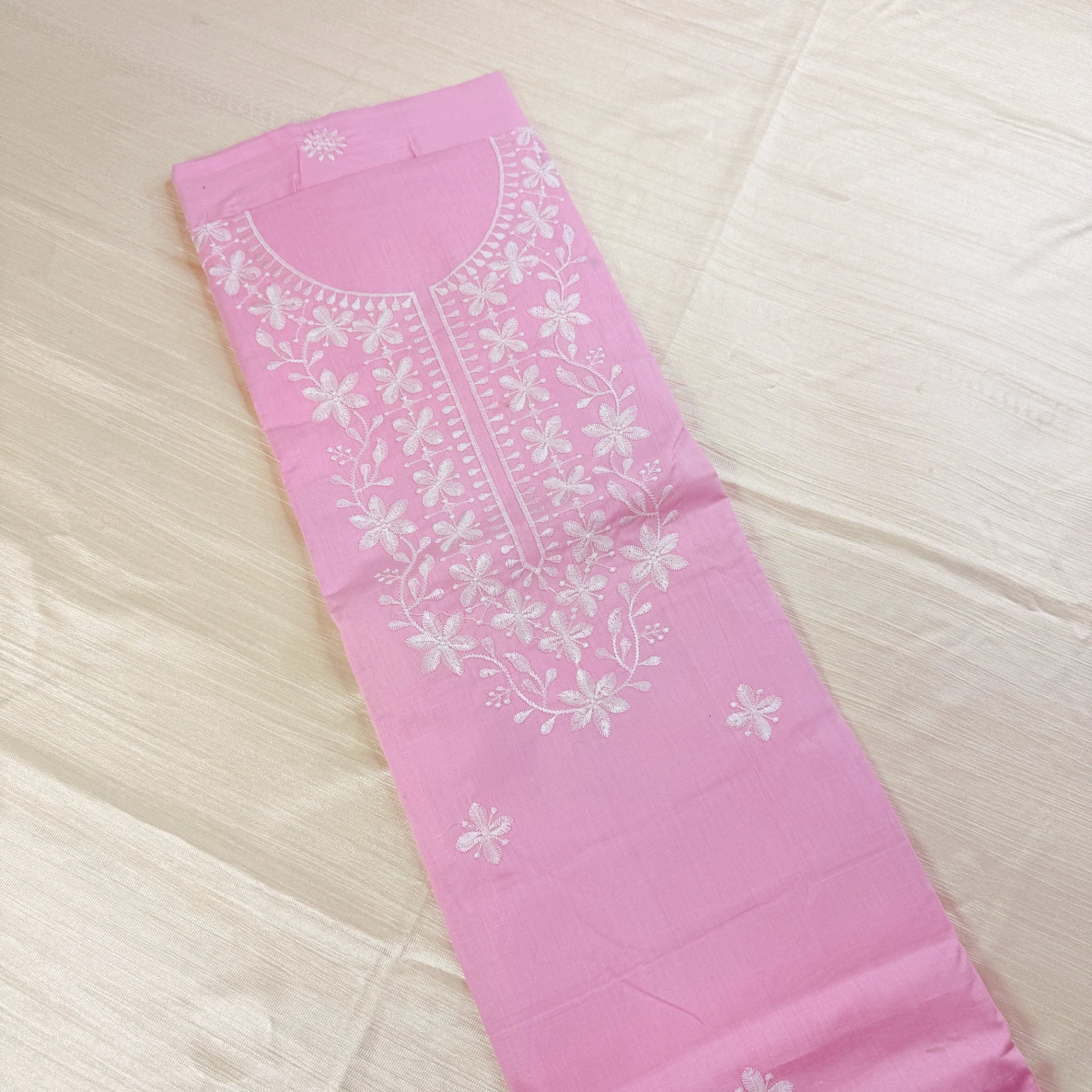 Roseate Embroidery – Unstitched Suit Set with Floral Embroidery and Printed Dupatta | T0-003