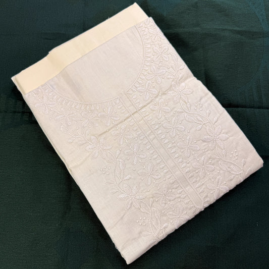 Ivory Bloom – Unstitched Suit Set with Floral Embroidery and Printed Dupatta | T0-004