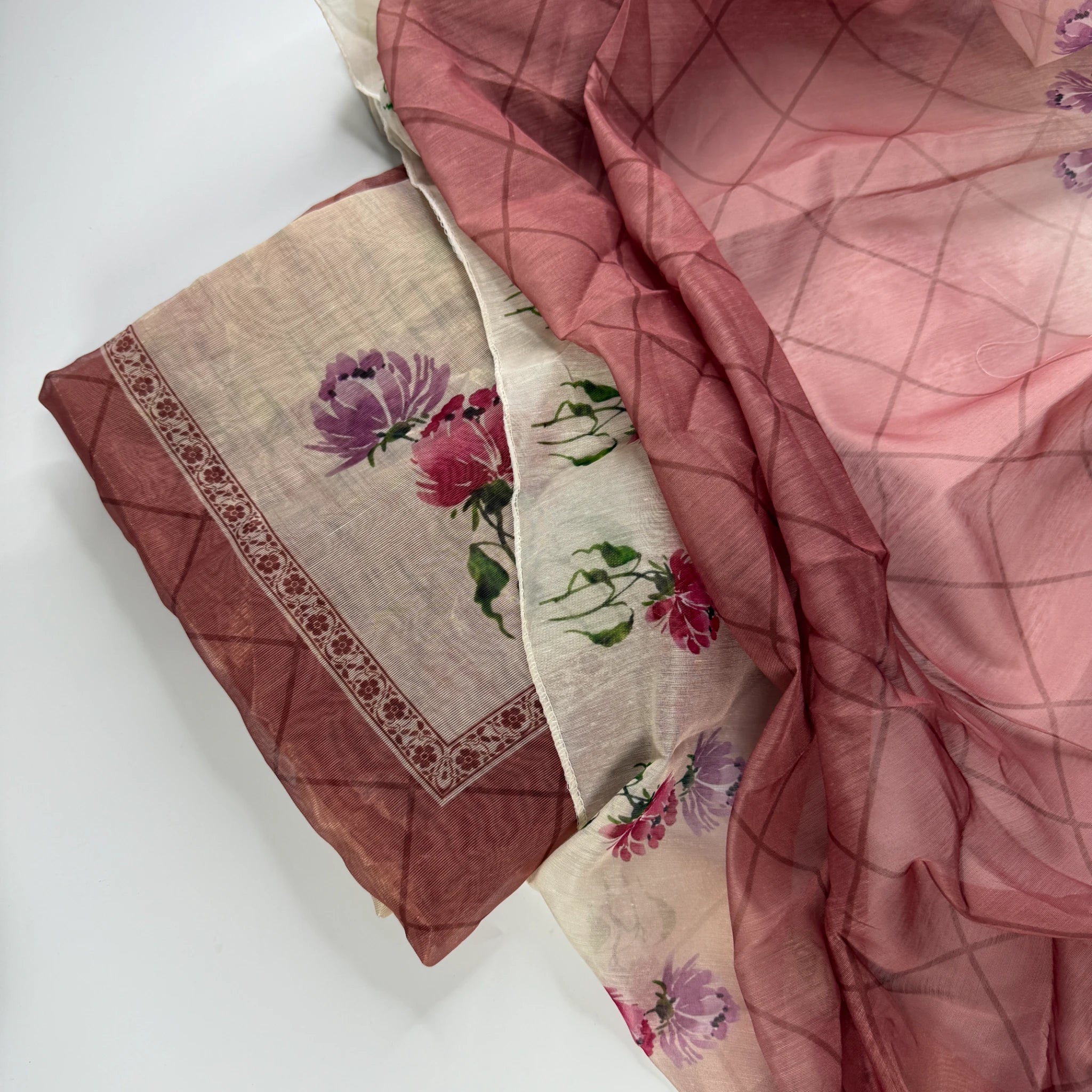 Unstitched Elegant Rosewood Floral Suit Set -R0-001