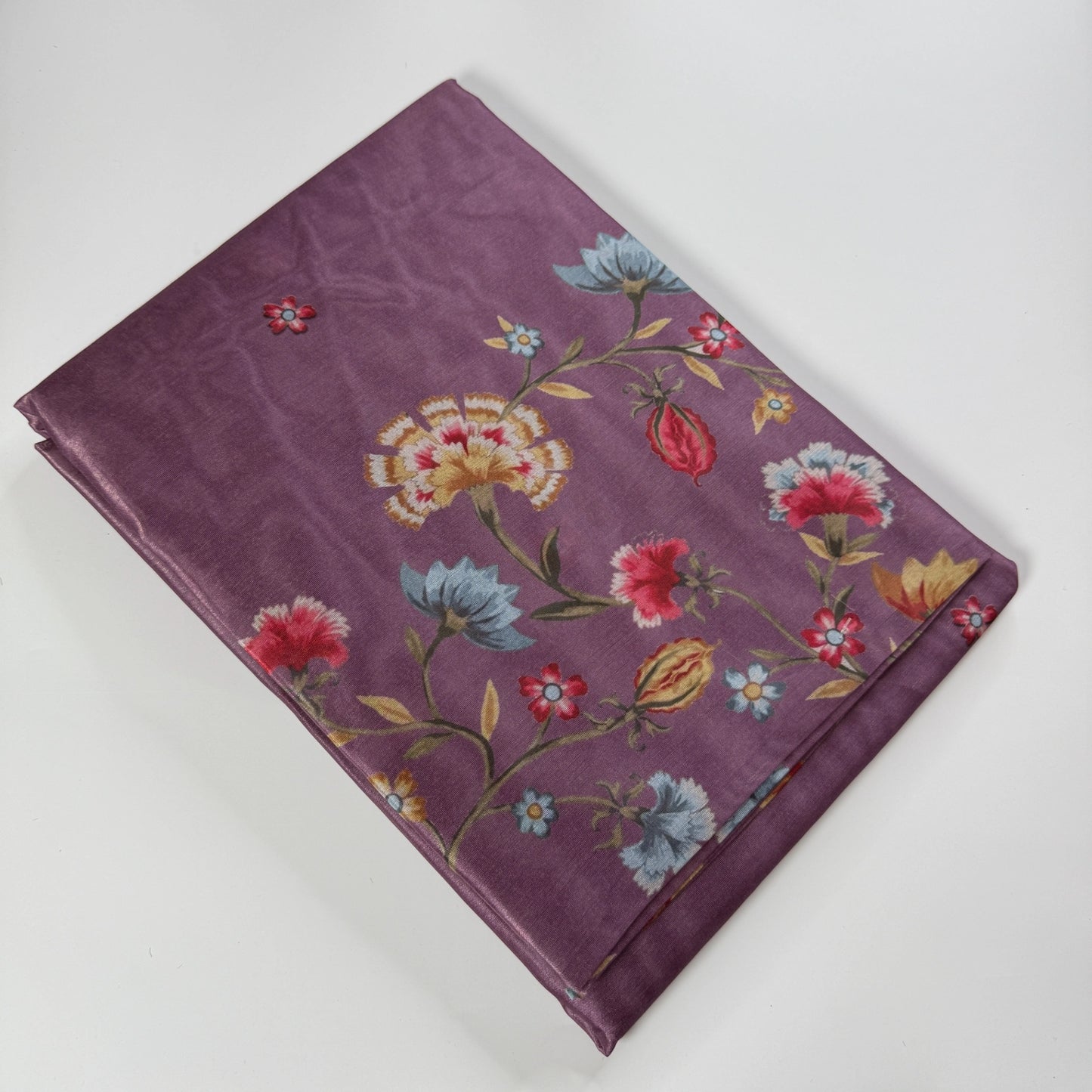 Plum Blossom – Unstitched Suit Set with Digital Floral Print | Q0-008