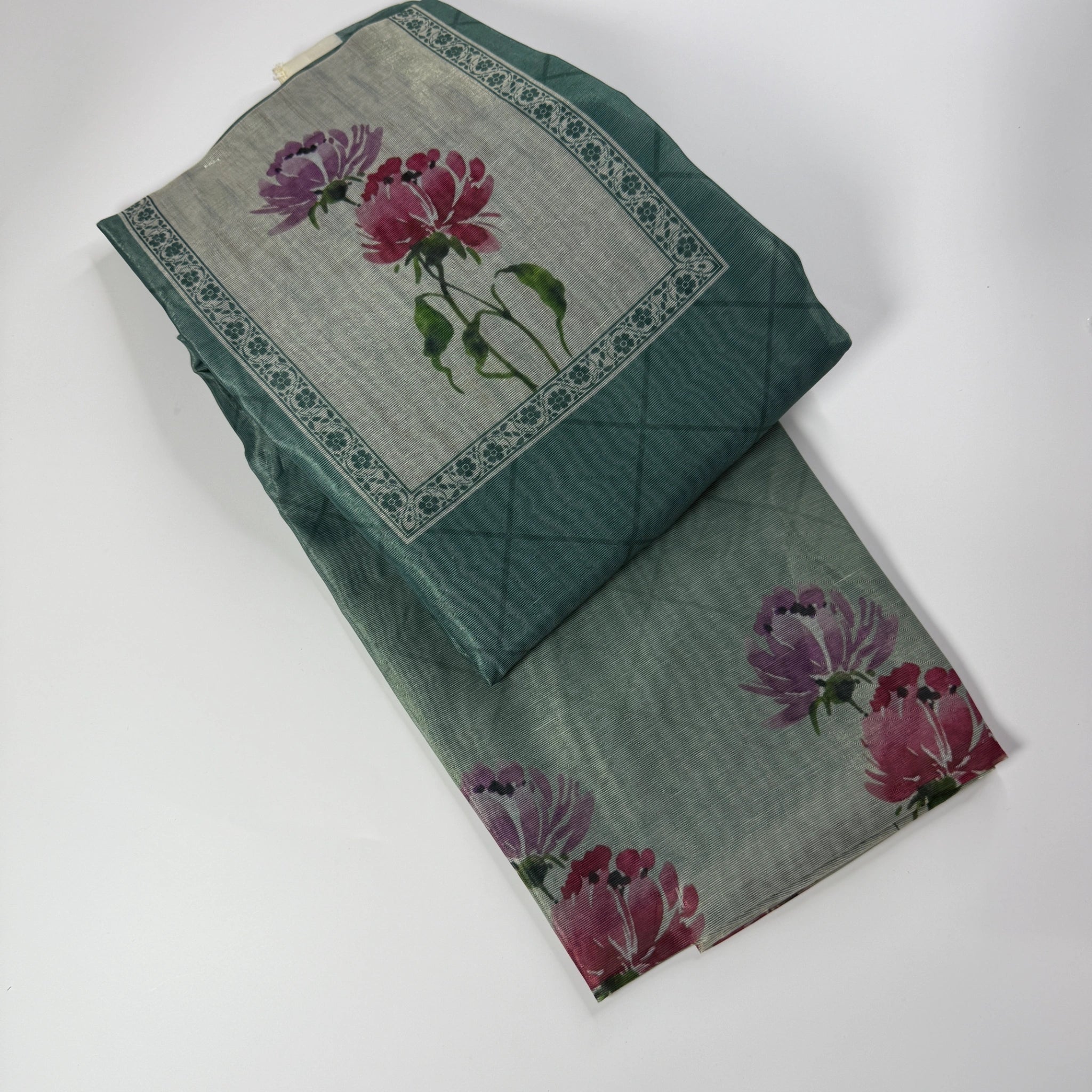 Unstitched Elegant Teal Floral Suit Set -R0-004