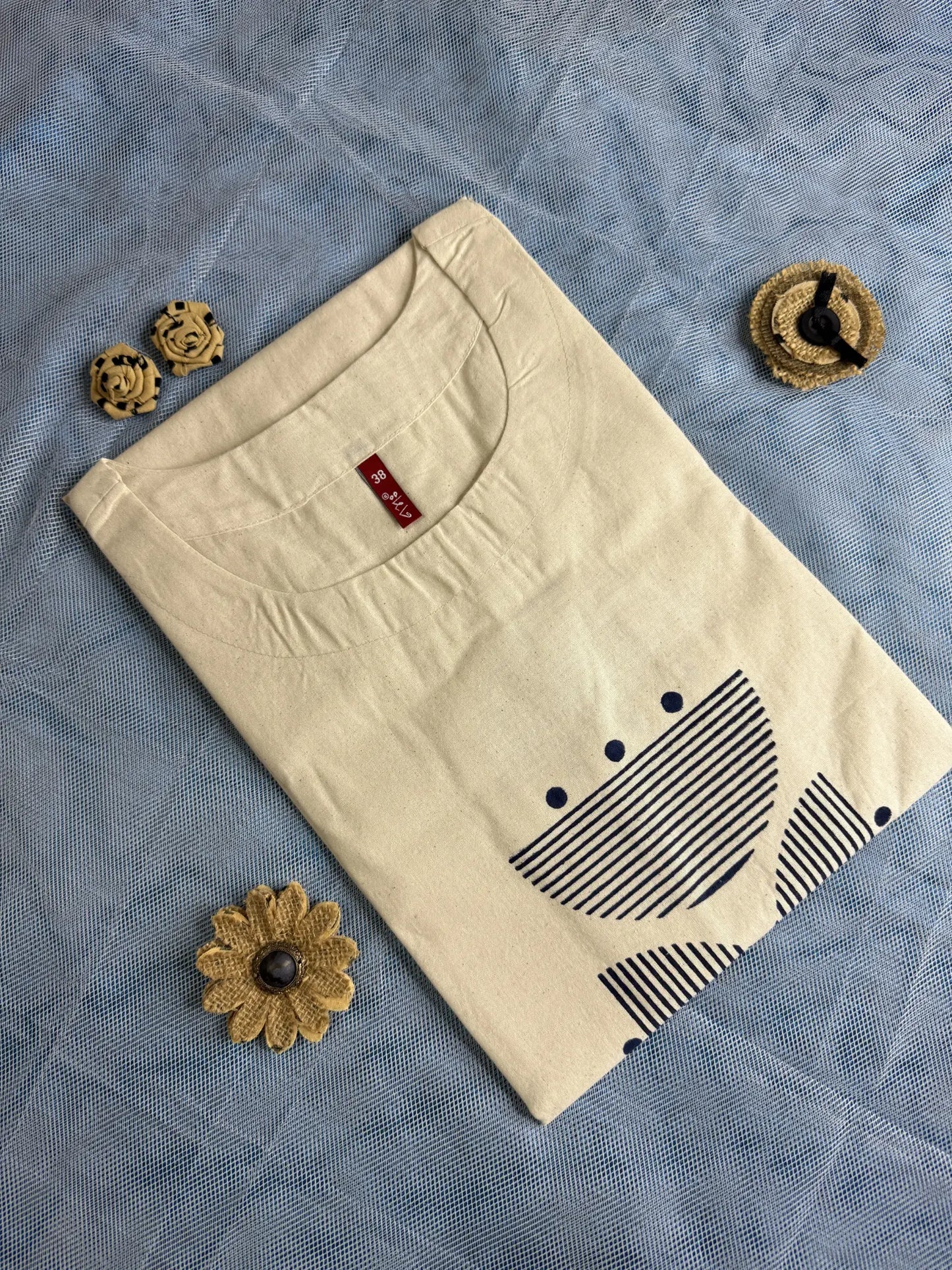 White Geometric Print Kurthi | Q2-006