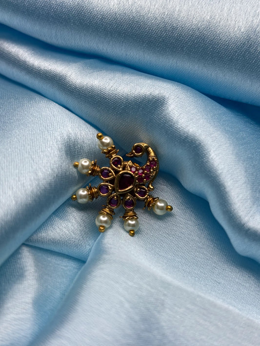 Elegant Paisley & Pearl Stud Earrings (SKU: B5-T-007)