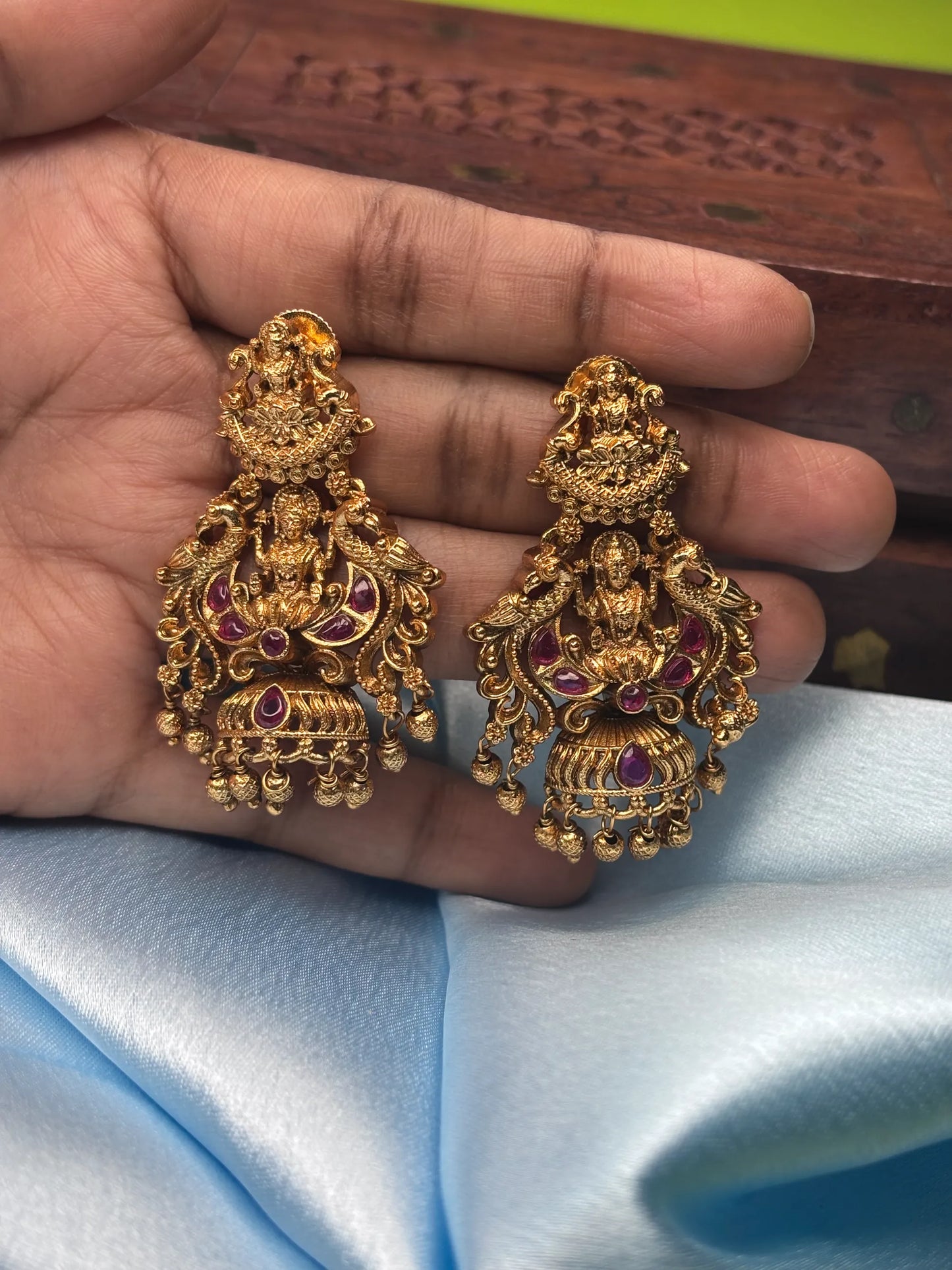 Lakshmi Devi Antique Jhumka Earrings (SKU: B5-J-002)