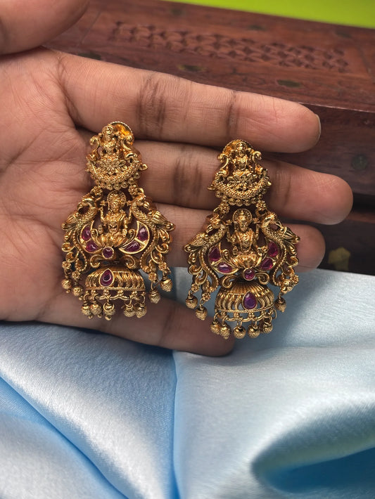 Lakshmi Devi Antique Jhumka Earrings (SKU: B5-J-002)