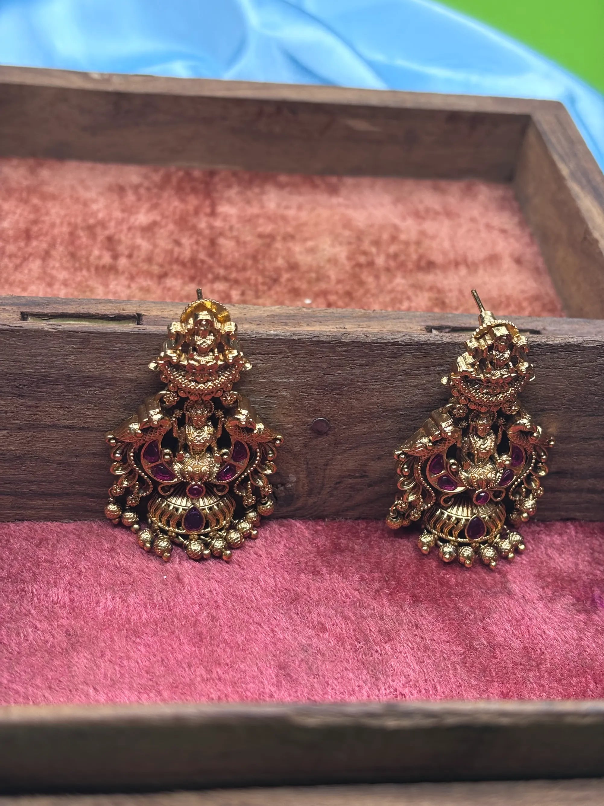Lakshmi Devi Antique Jhumka Earrings (SKU: B5-J-002)