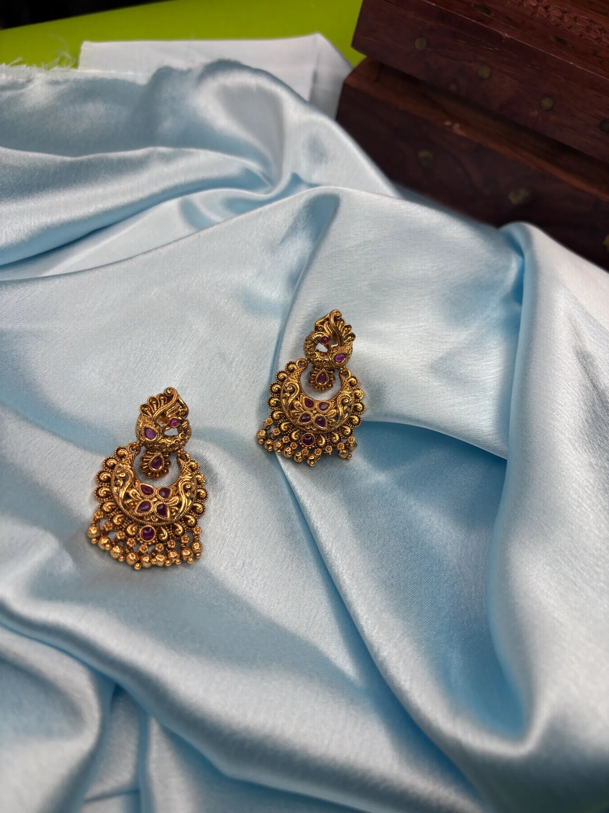 Grand Ruby & Pearl Jhumka Earrings (SKU: B5-J-004)