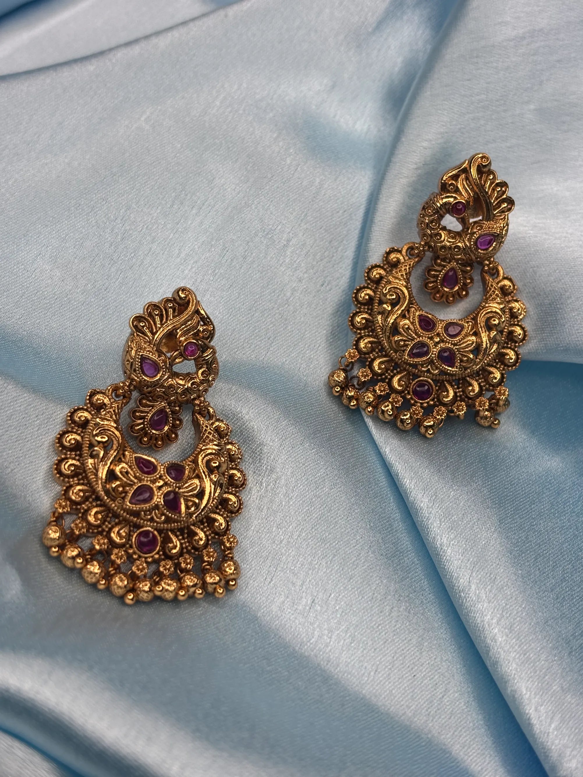Grand Ruby & Pearl Jhumka Earrings (SKU: B5-J-004)