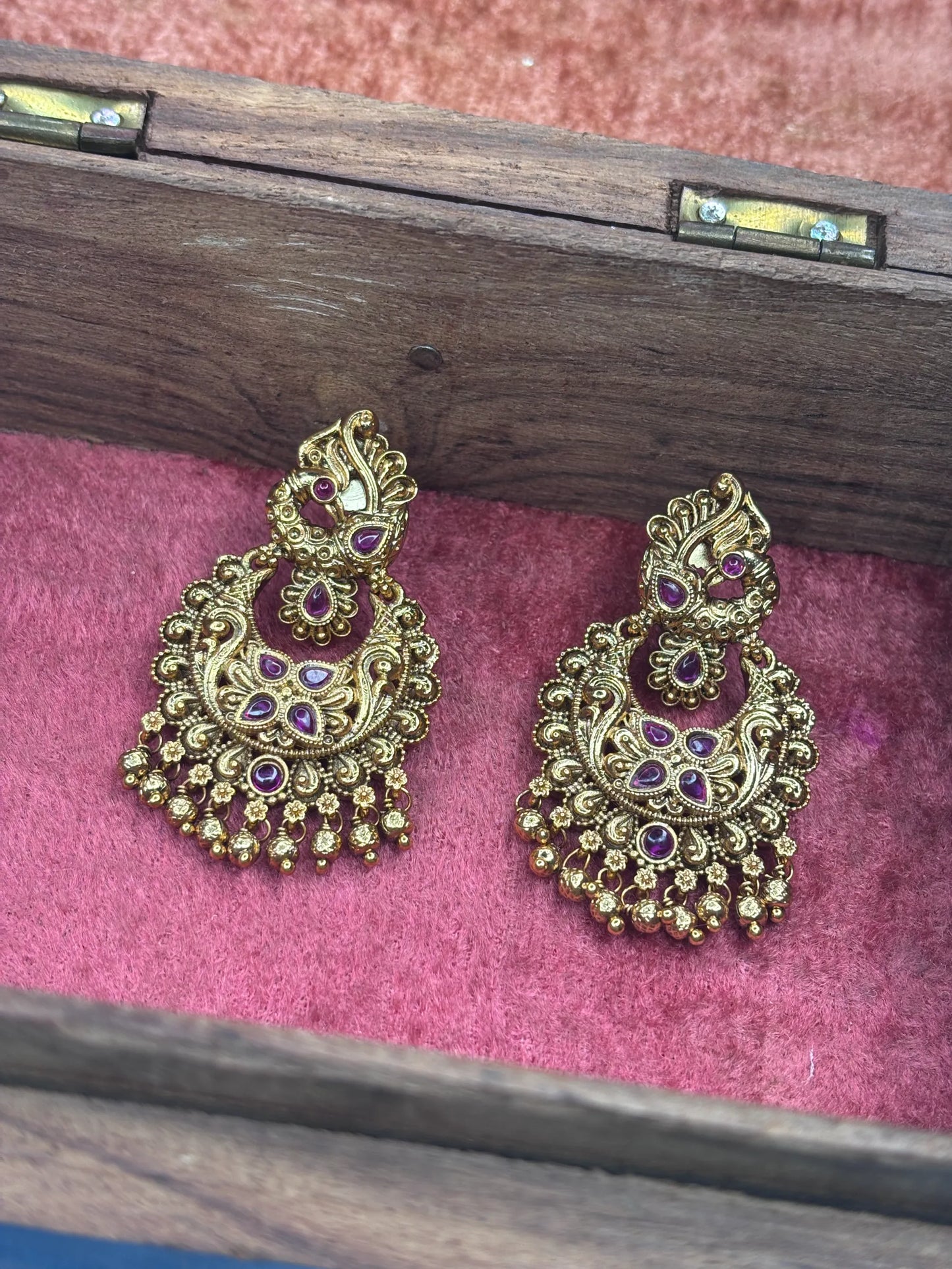Grand Ruby & Pearl Jhumka Earrings (SKU: B5-J-004)