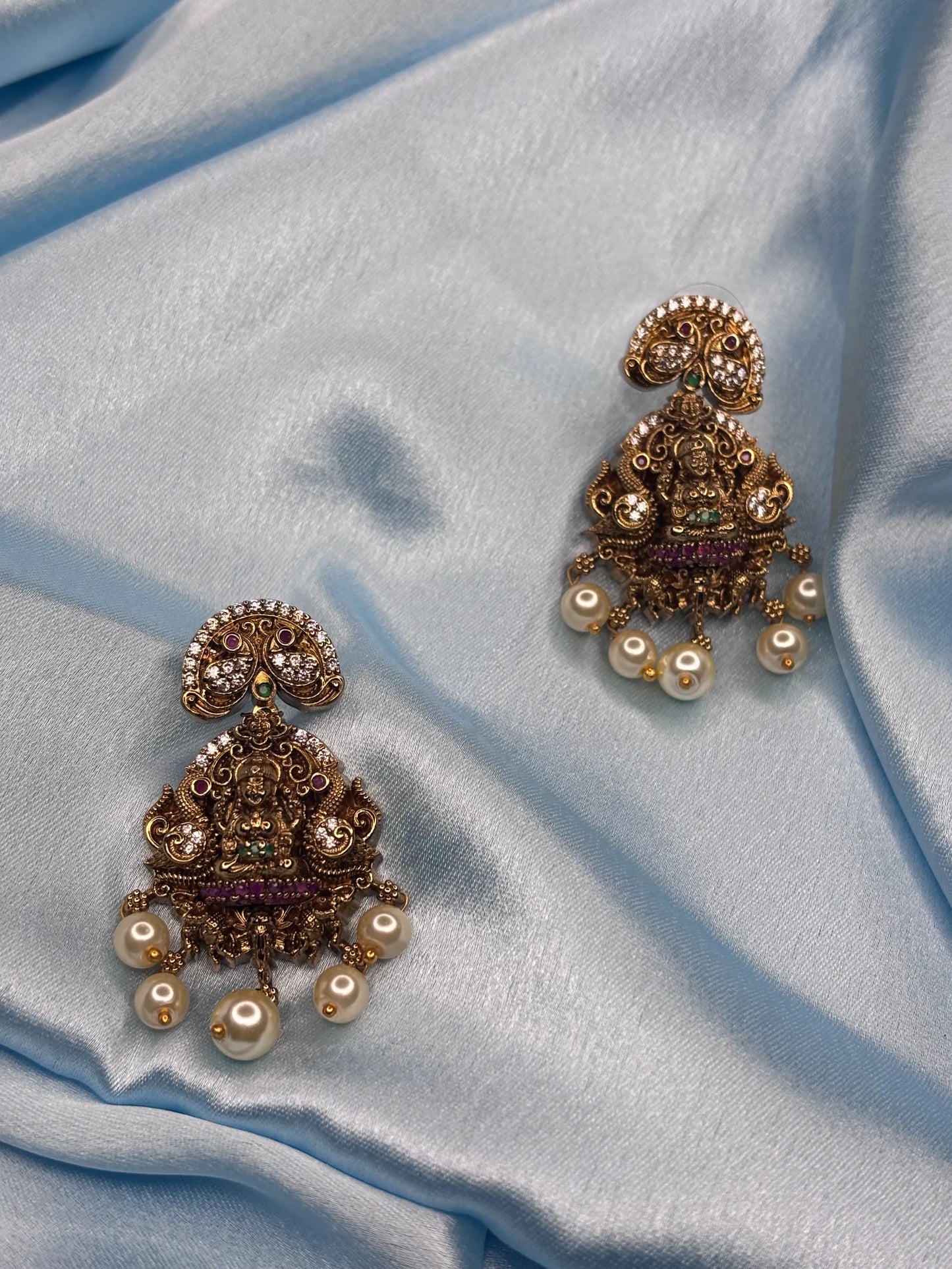 Temple Peacock Jhumka Earrings (SKU: B5-J-005)