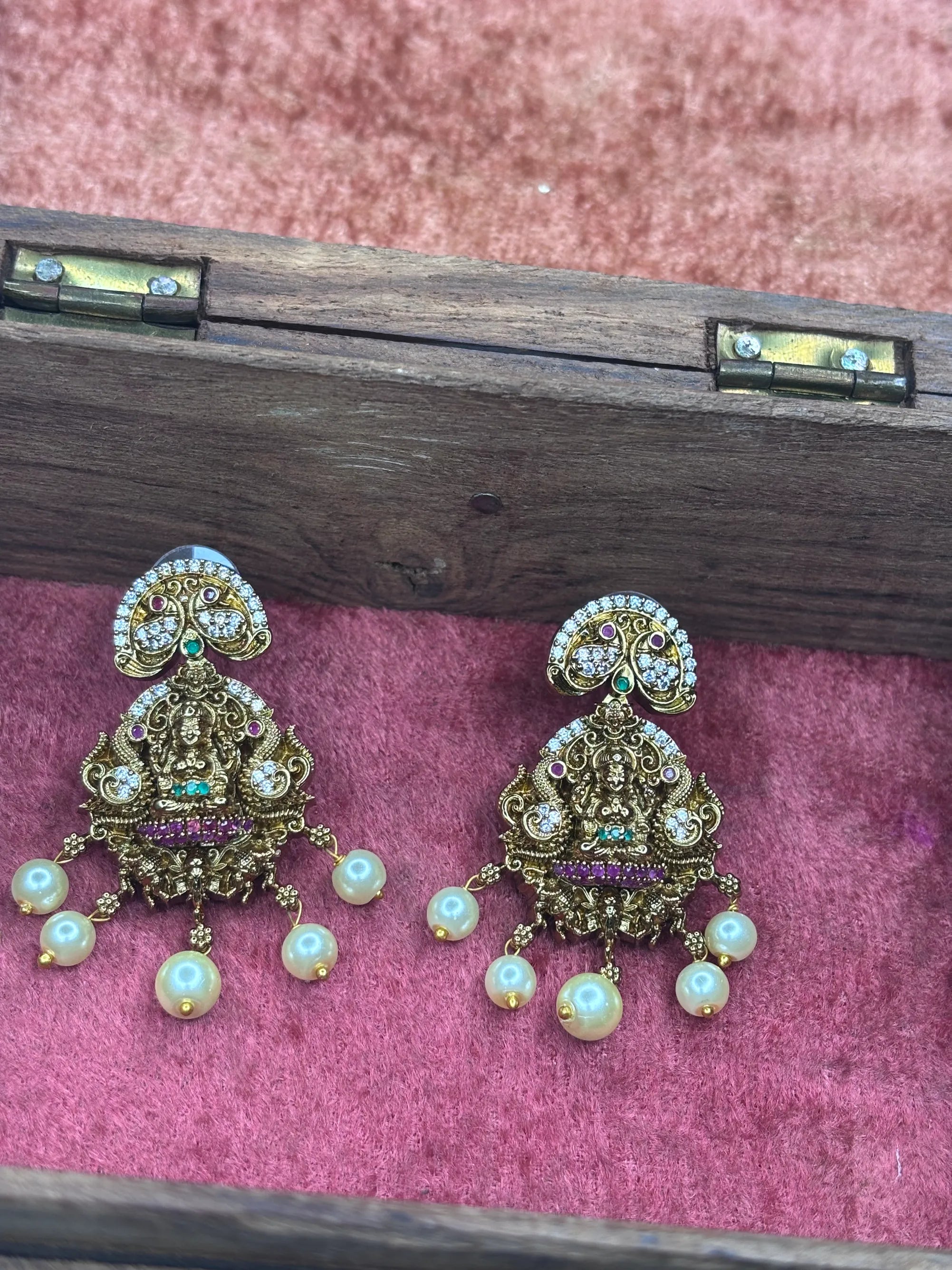 Temple Peacock Jhumka Earrings (SKU: B5-J-005)