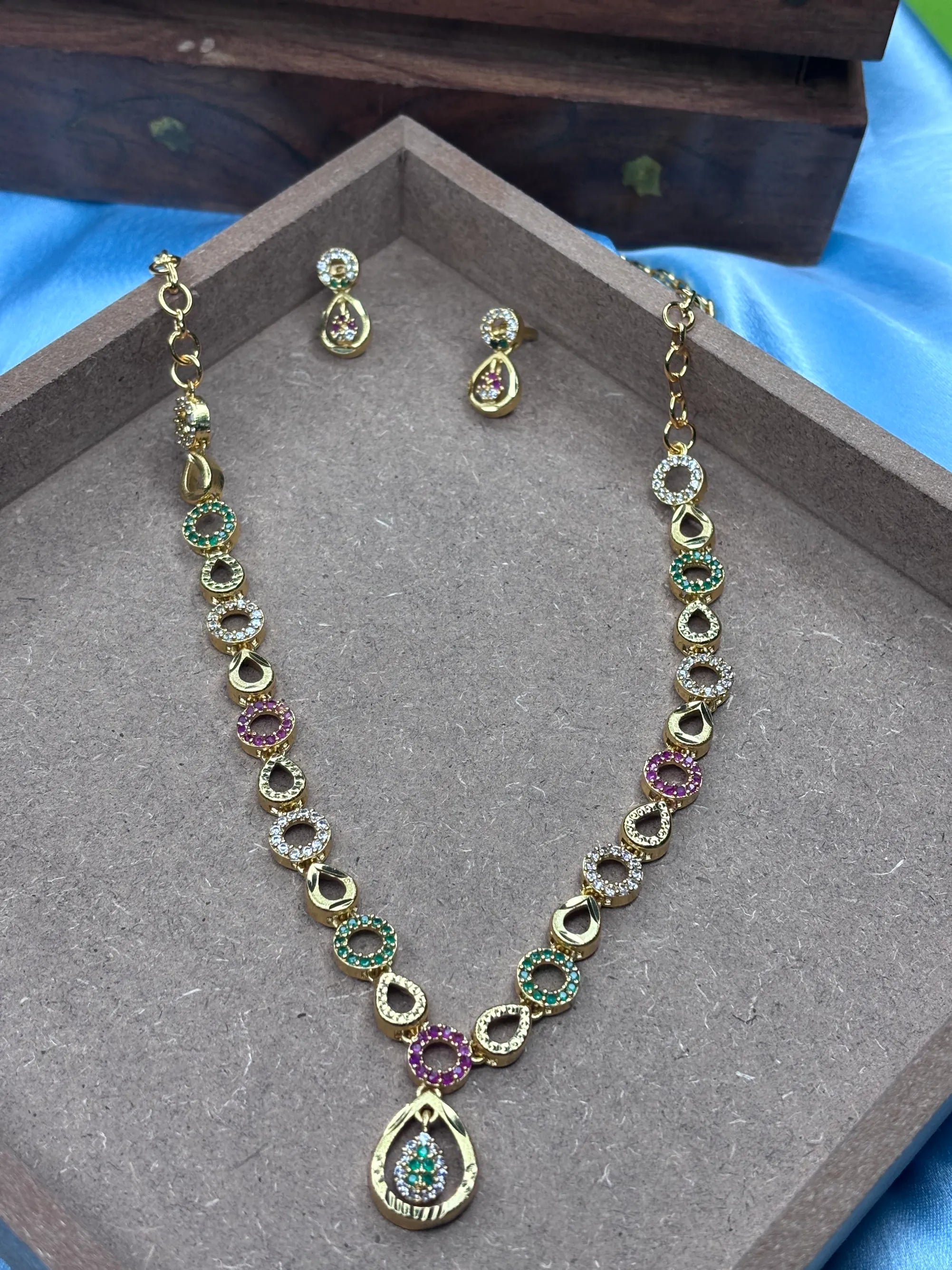 Multicolored CZ Stone Necklace Set (SKU: B5-CS-001)