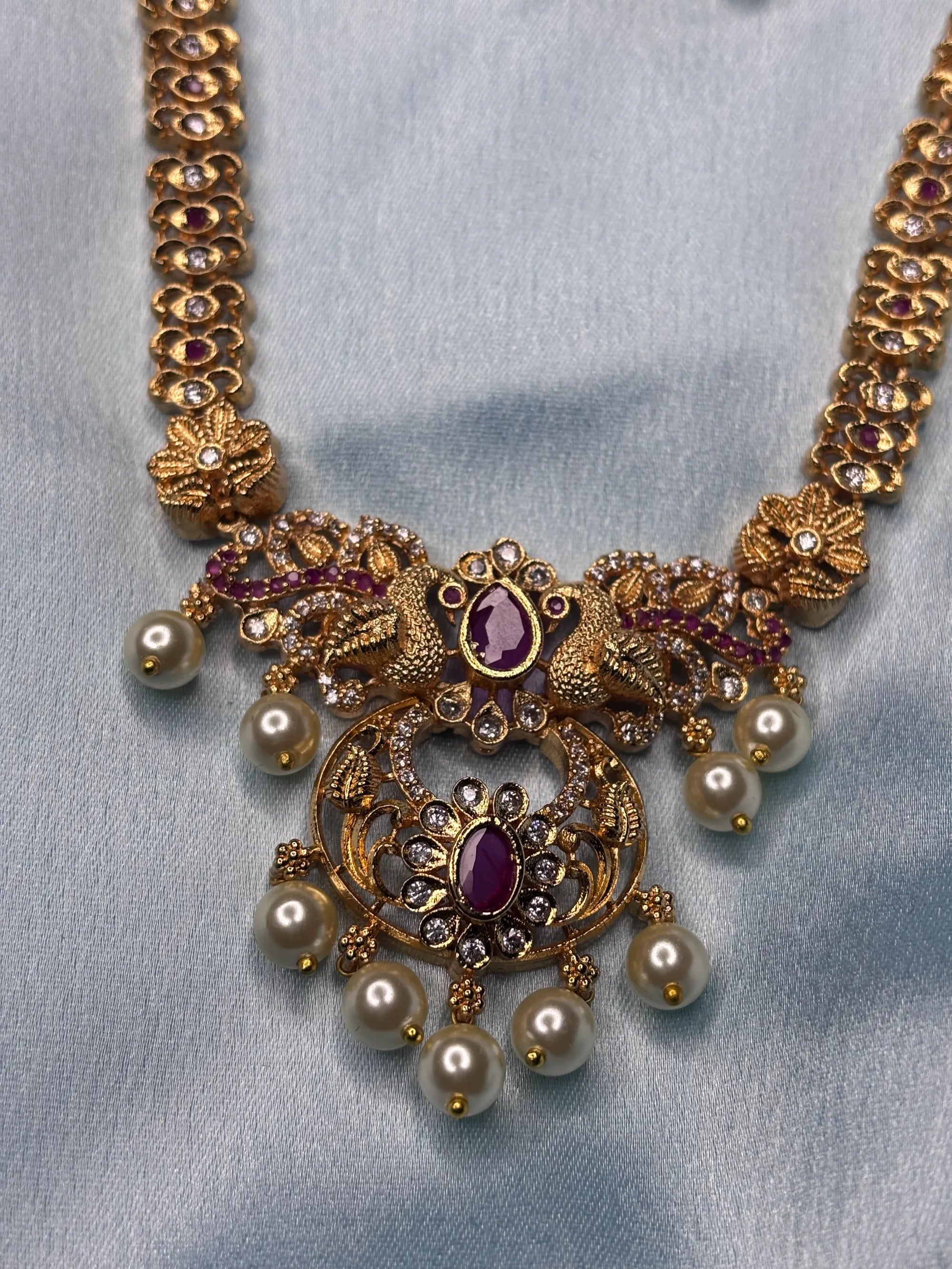 Antique Peacock & Ruby Necklace Set (SKU: B5-CS-004)