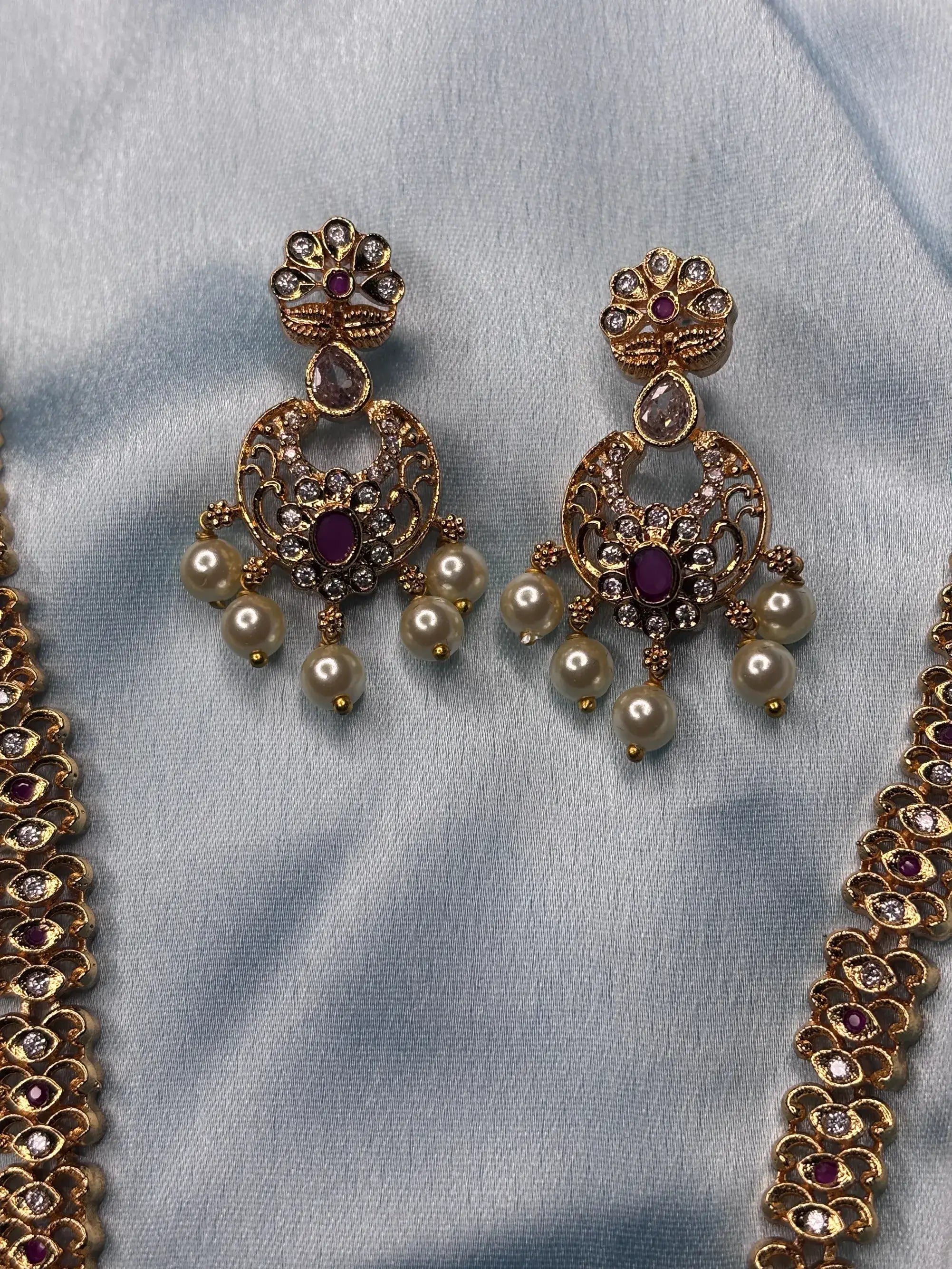 Antique Peacock & Ruby Necklace Set (SKU: B5-CS-004)