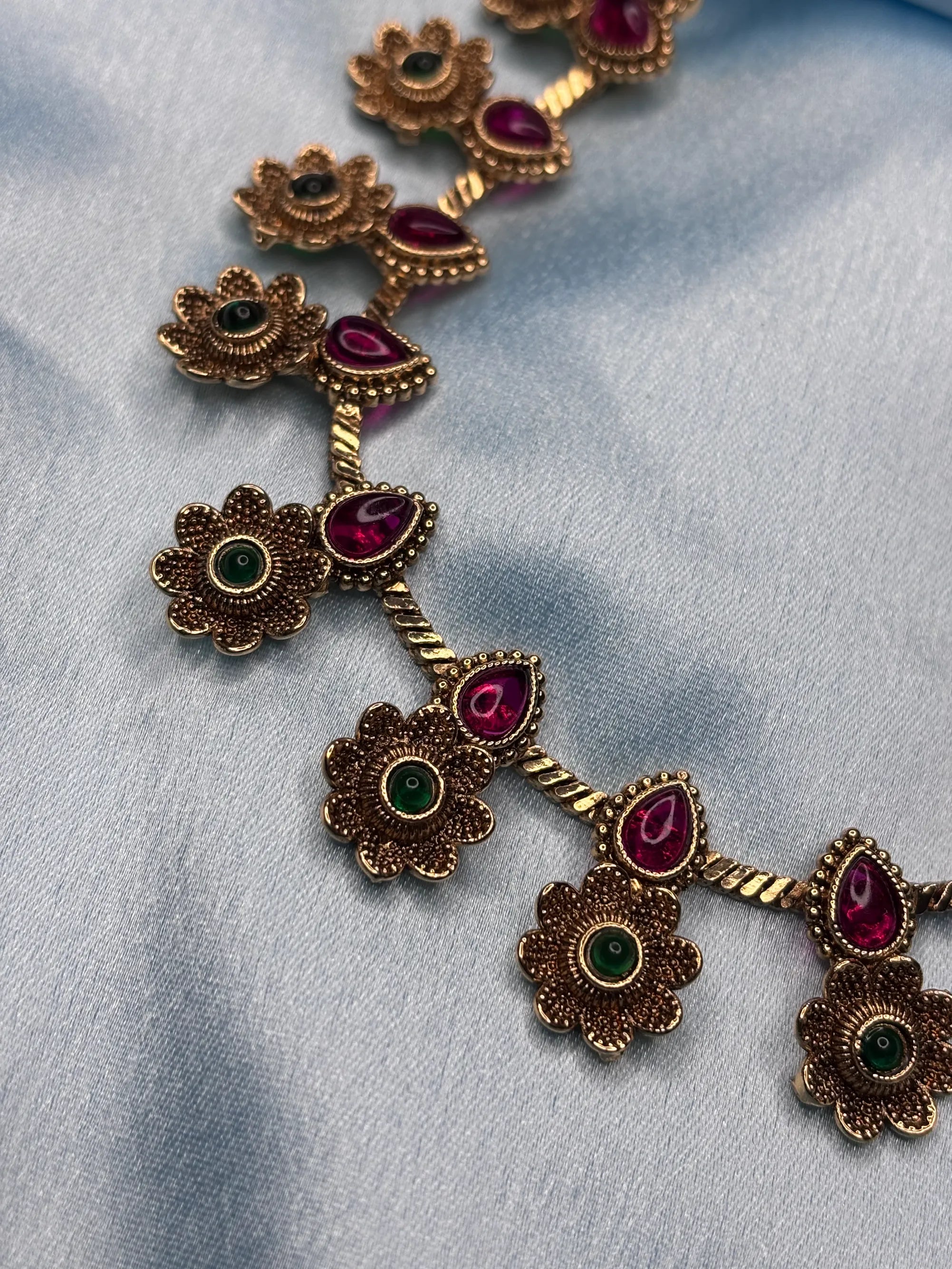 Floral Ruby & Emerald Necklace Set (SKU: B5-CS-006)