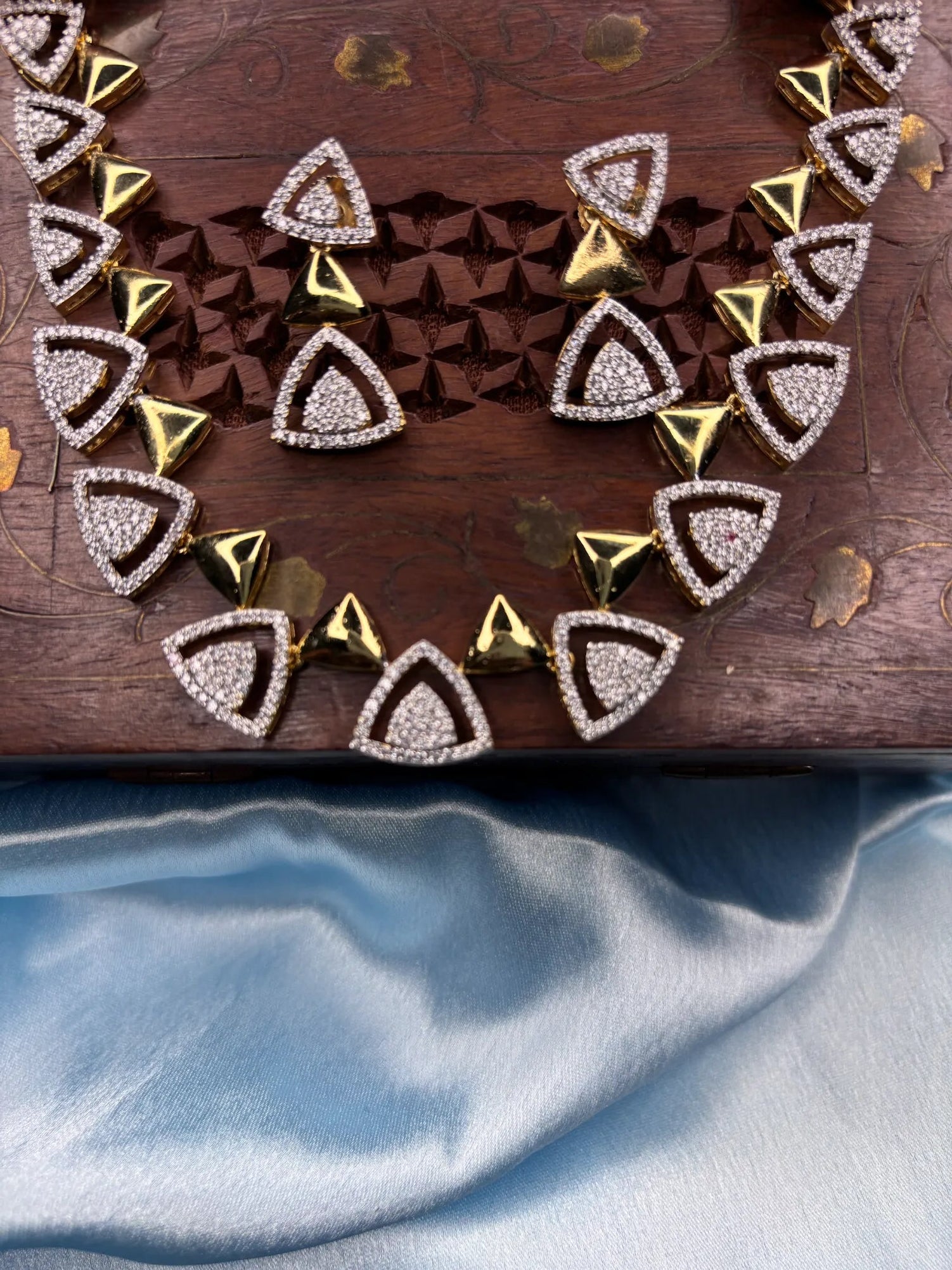 Geometric CZ & Gold Necklace Set (SKU: B5-CS-009)