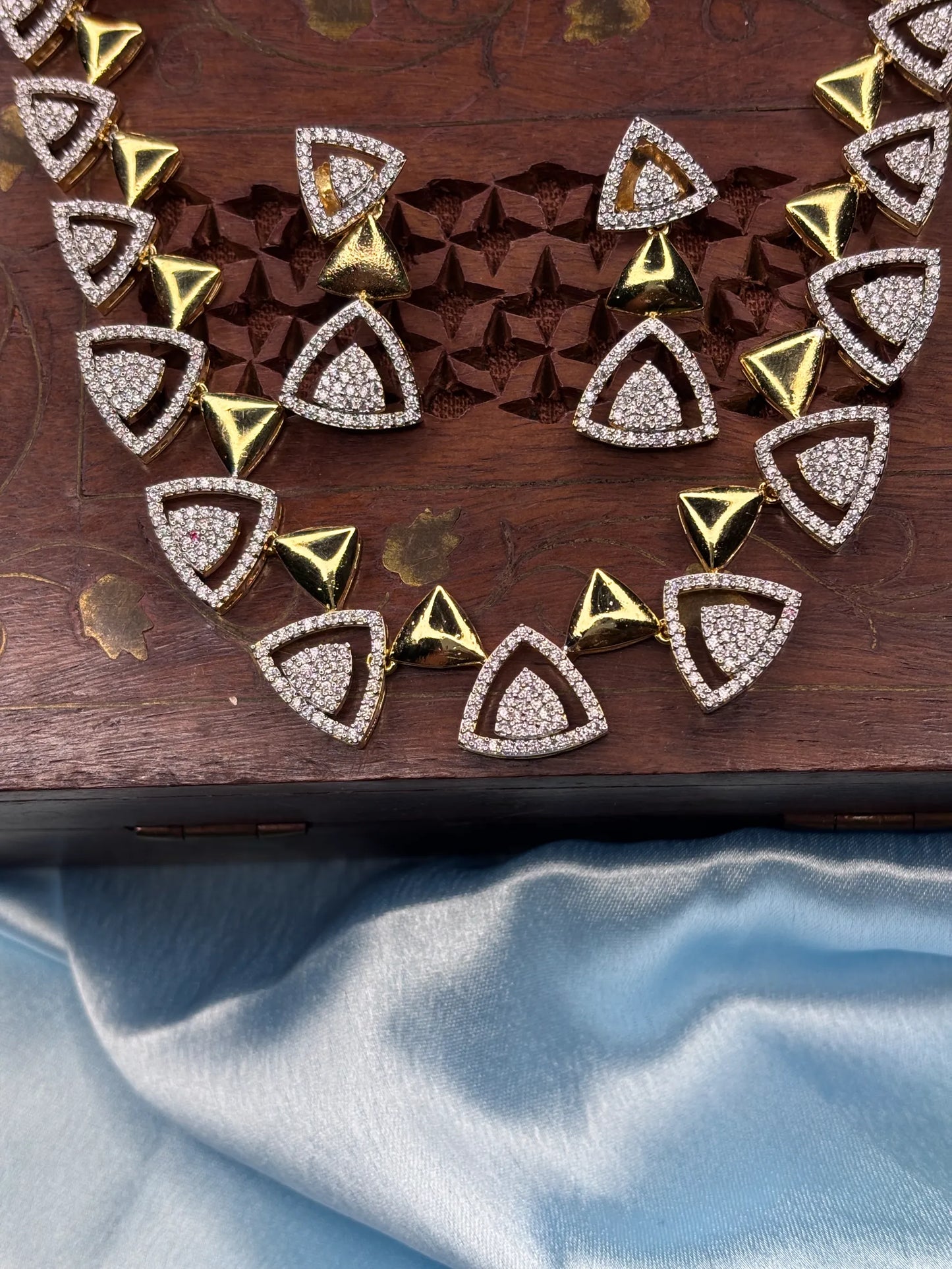 Geometric CZ & Gold Necklace Set (SKU: B5-CS-009)