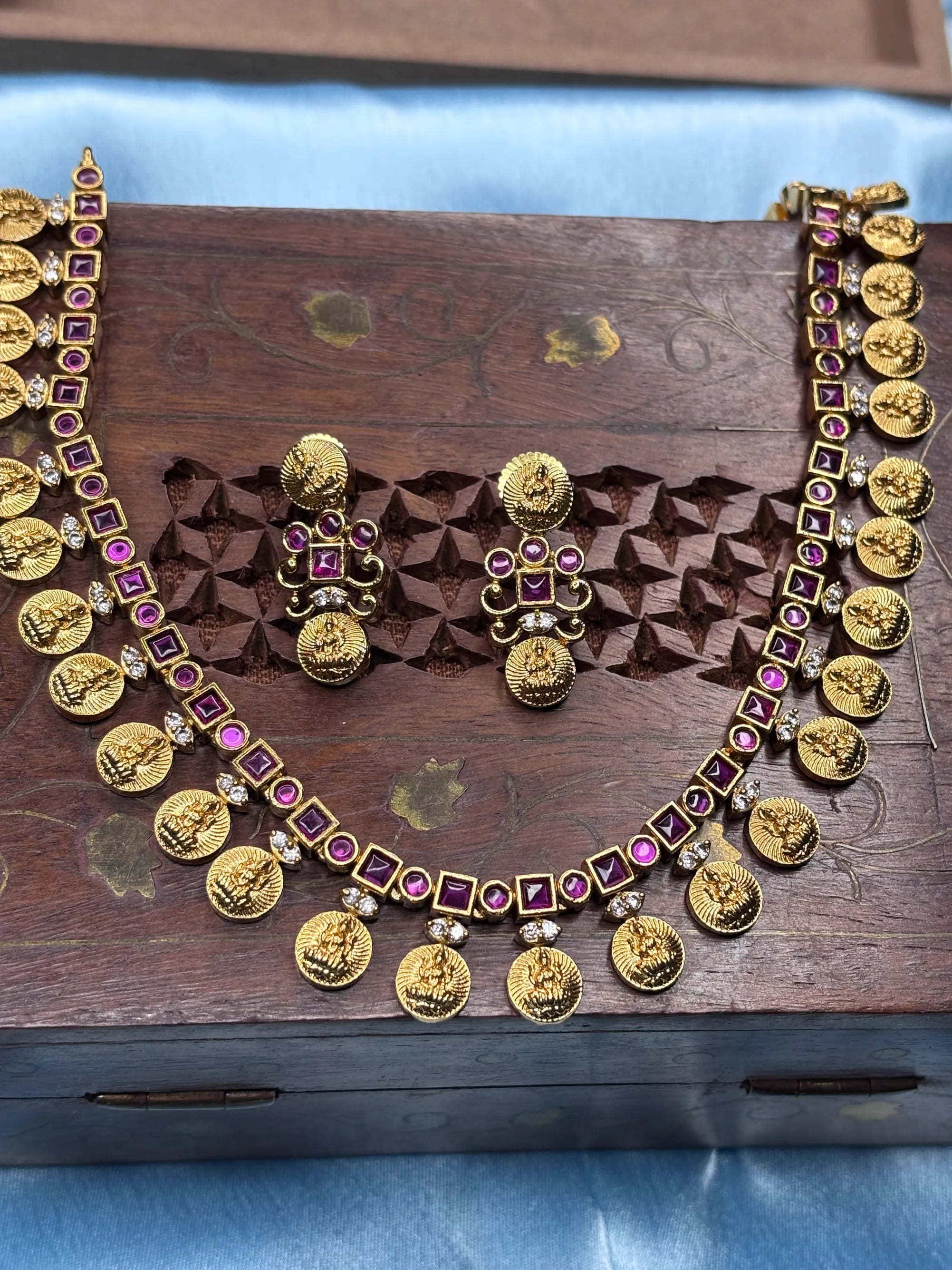 Antique Coin & Ruby Necklace Set (SKU: B5-CS-015)