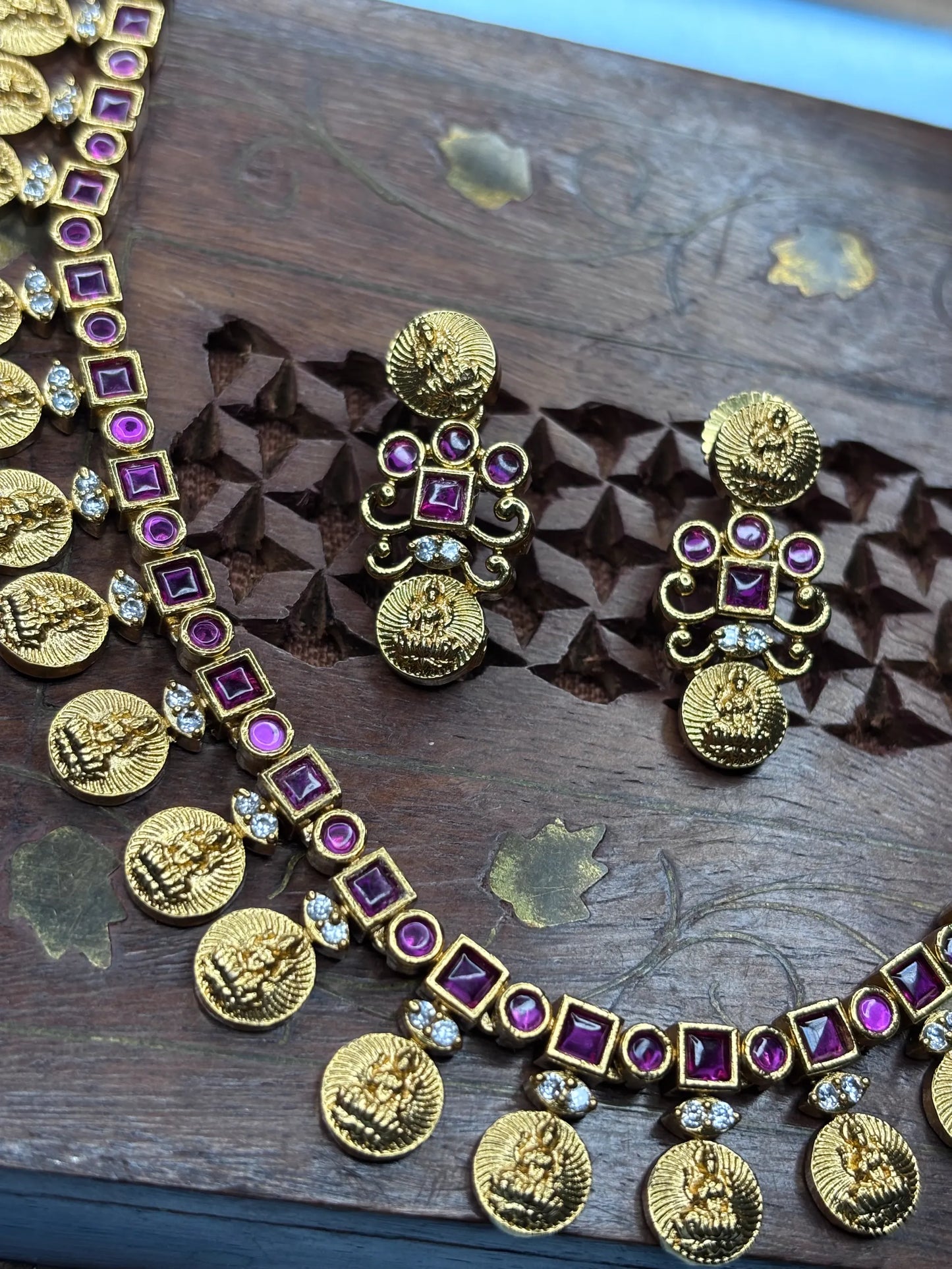 Antique Coin & Ruby Necklace Set (SKU: B5-CS-015)