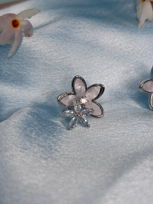 Silver-Toned Floral Stud Earrings (SKU: B4-ER-002)
