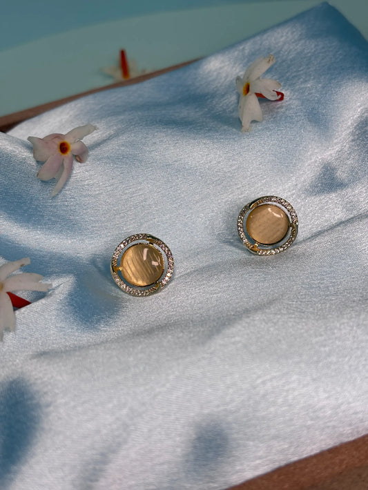 Golden Studs with Cat's Eye Stone (SKU: B4-ER-006)