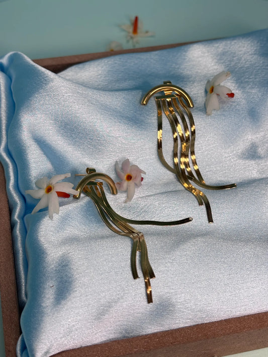 Sleek Golden Tassel Earrings (SKU: B4-ER-008)