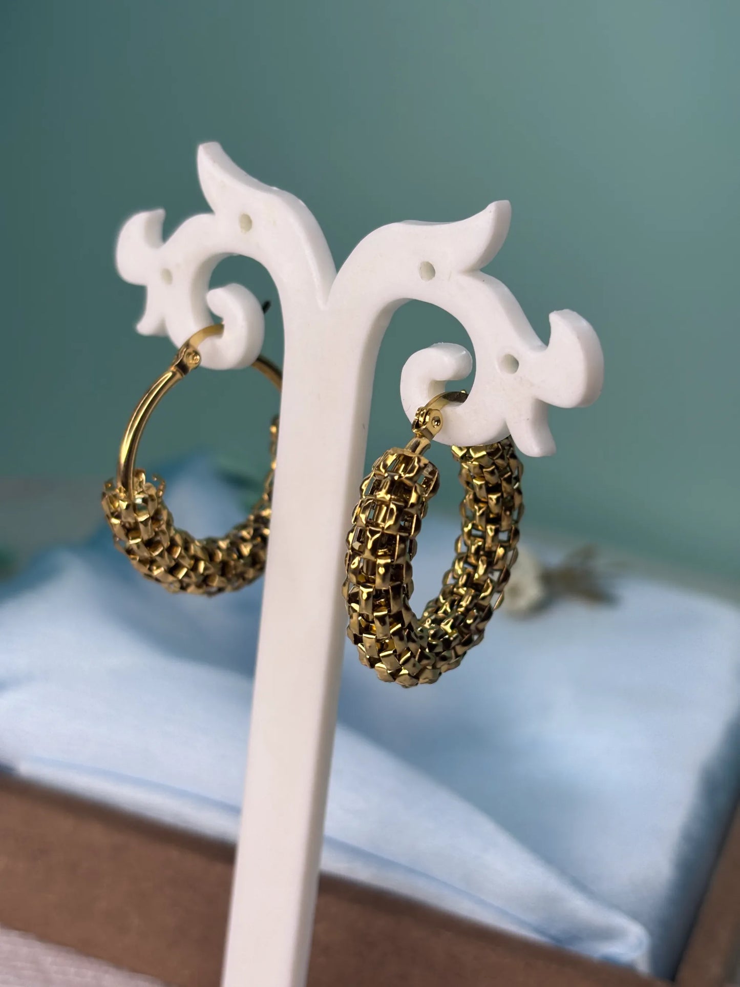 Woven Golden Hoop Earrings (SKU: B4-ER-017)