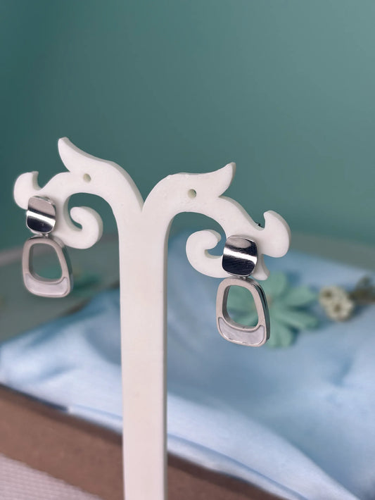 Silver-Toned Modern Drop Earrings (SKU: B4-ER-022)