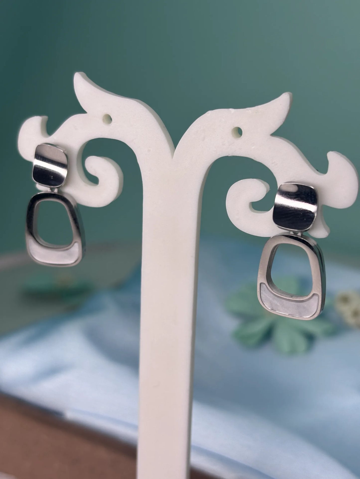 Silver-Toned Modern Drop Earrings (SKU: B4-ER-022)