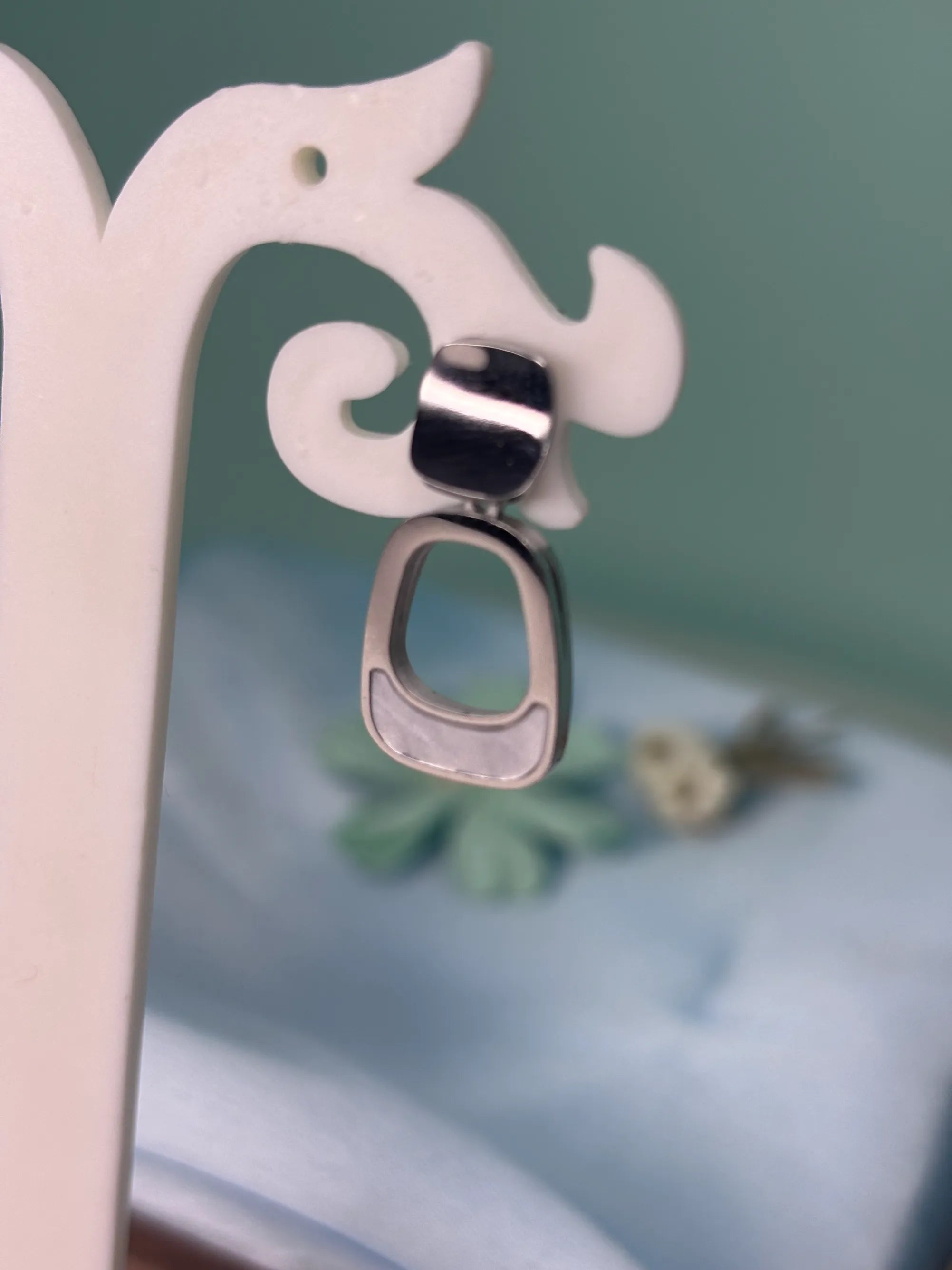 Silver-Toned Modern Drop Earrings (SKU: B4-ER-022)