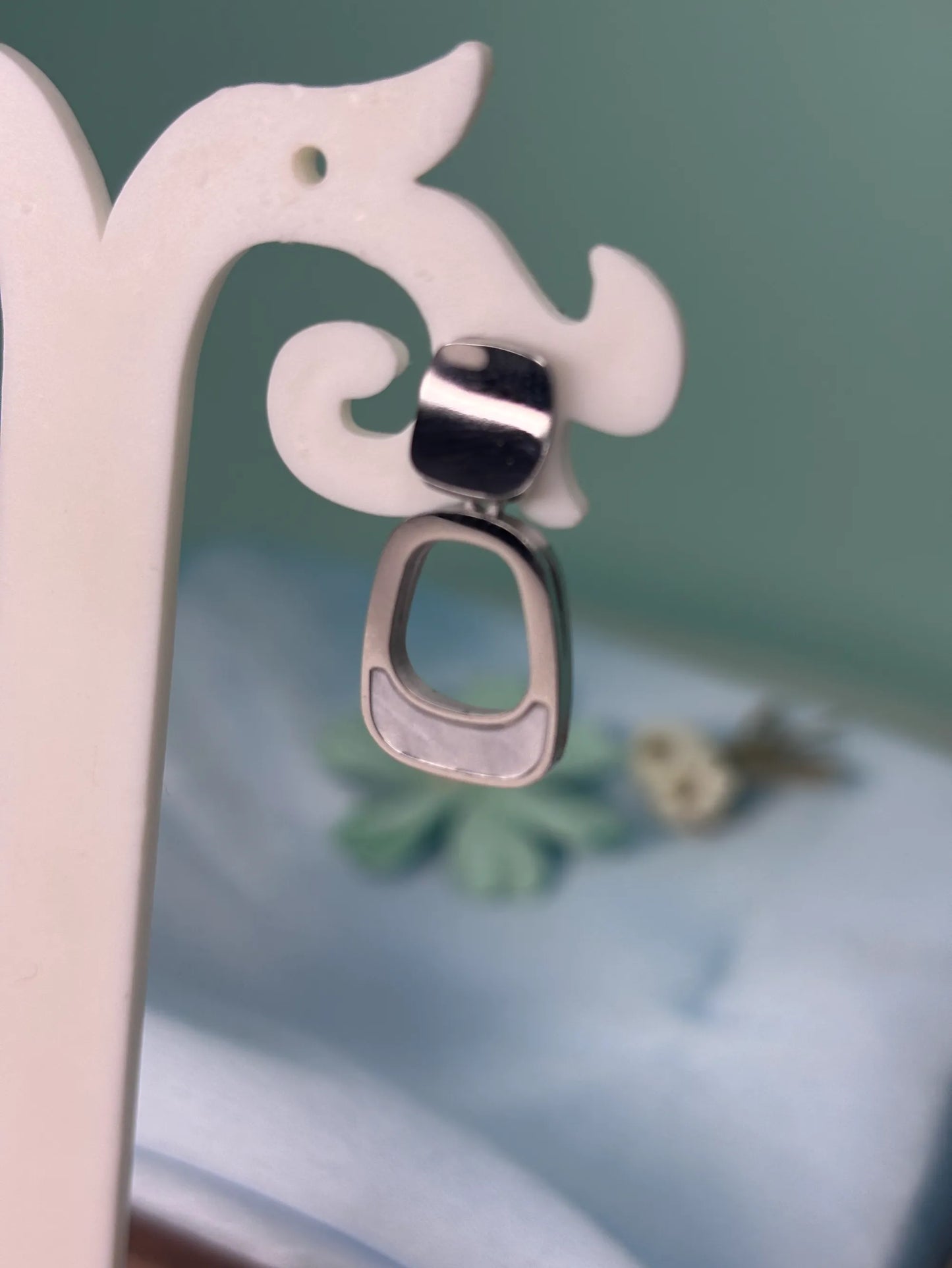 Silver-Toned Modern Drop Earrings (SKU: B4-ER-022)